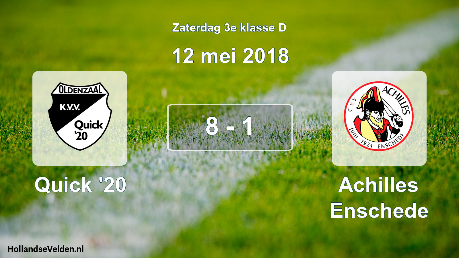 Total number of matches played: Quick '20 - Achilles Enschede 8 - 1 (12 May 2018)