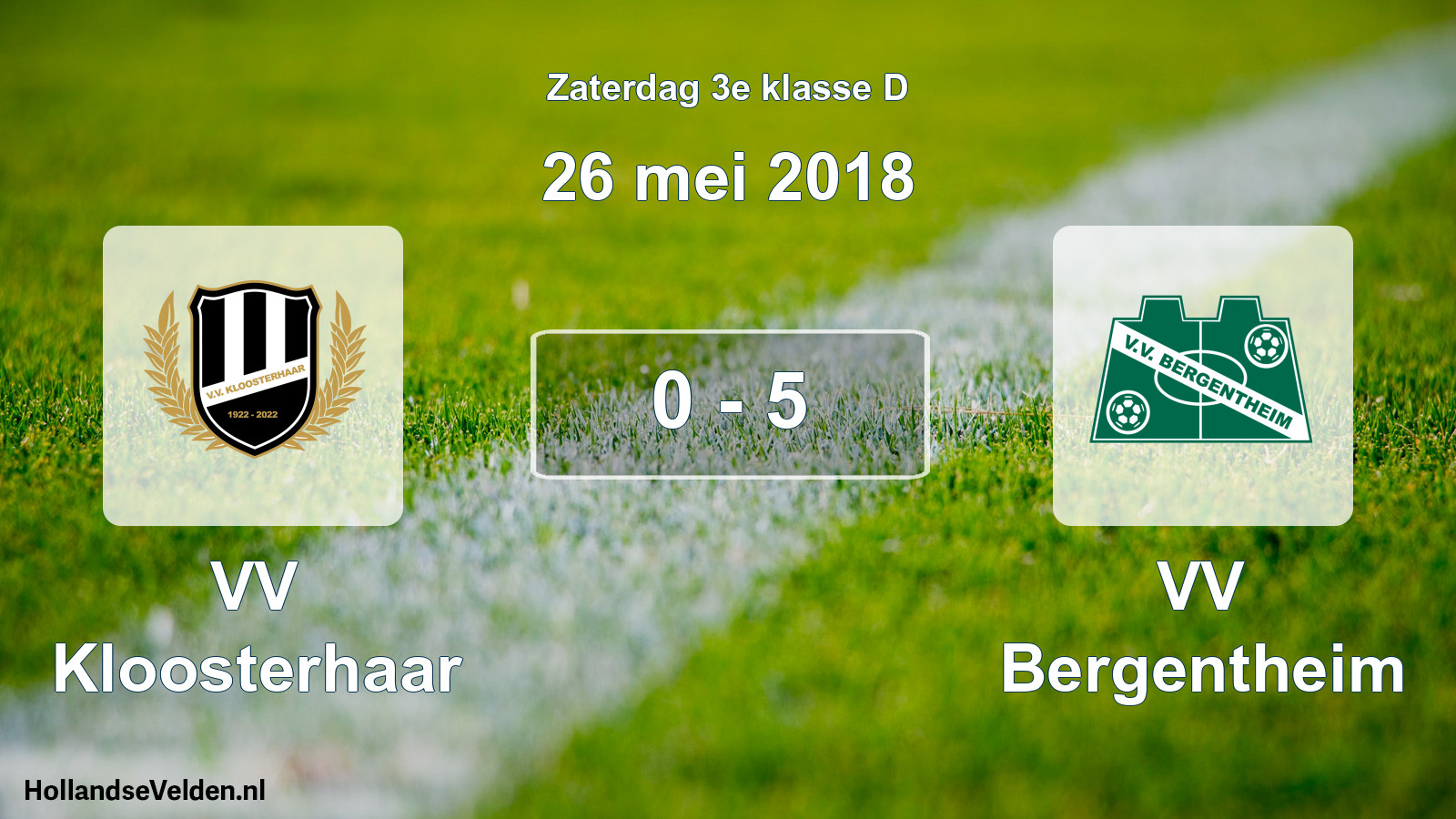 Total number of matches played: VV Kloosterhaar - VV Bergentheim 0 - 5 (26 May 2018)