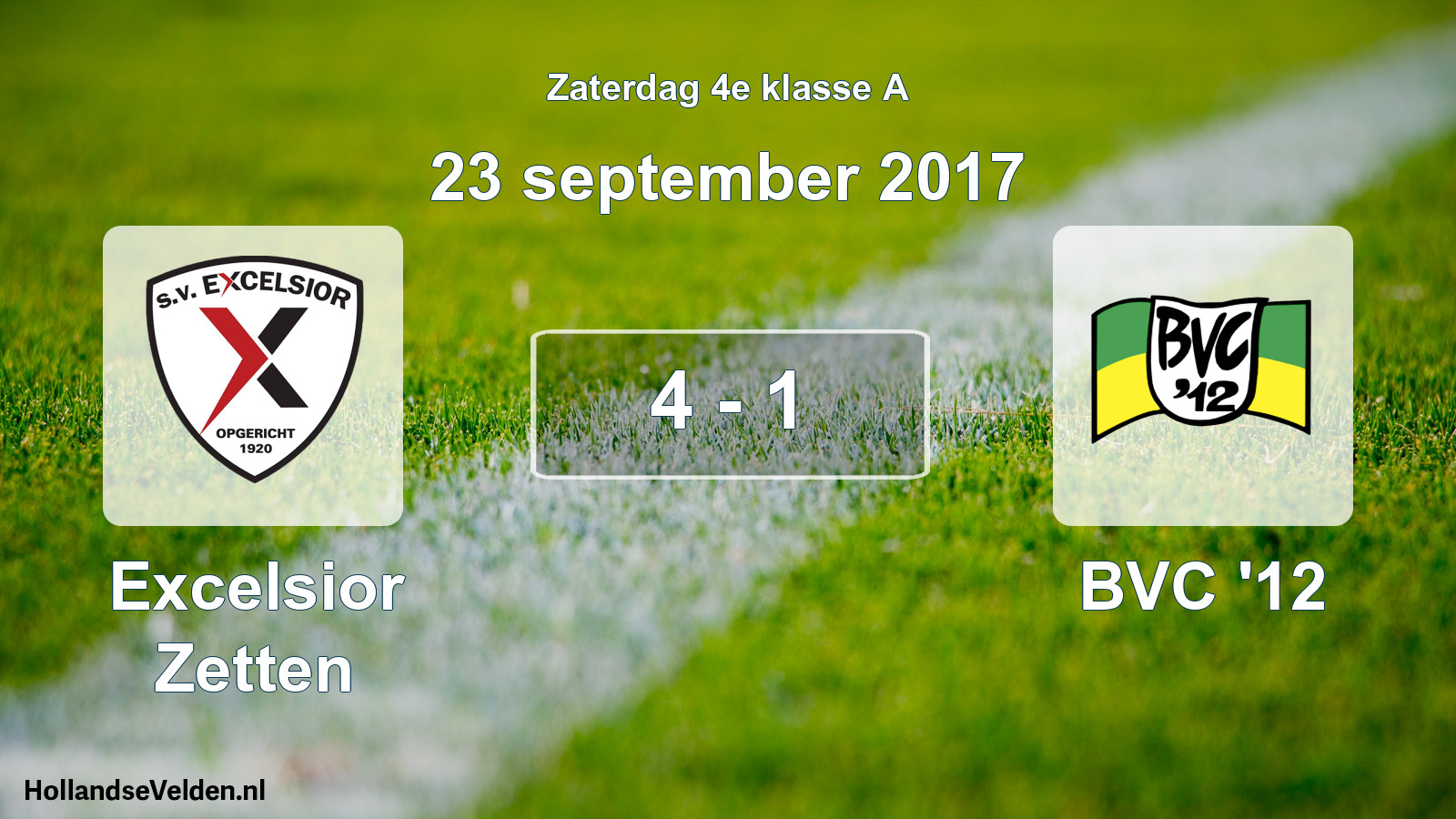 Total number of matches played: Excelsior Zetten - BVC '12 4 - 1 (23 September 2017)