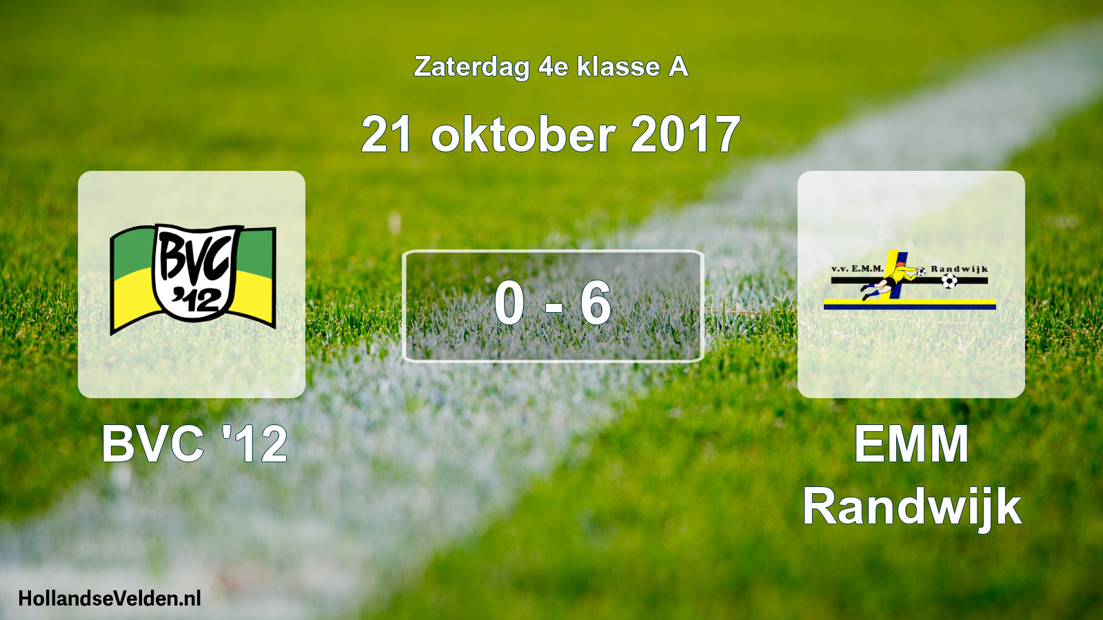 Total number of matches played: BVC '12 - EMM Randwijk 0 - 6 (21 October 2017)