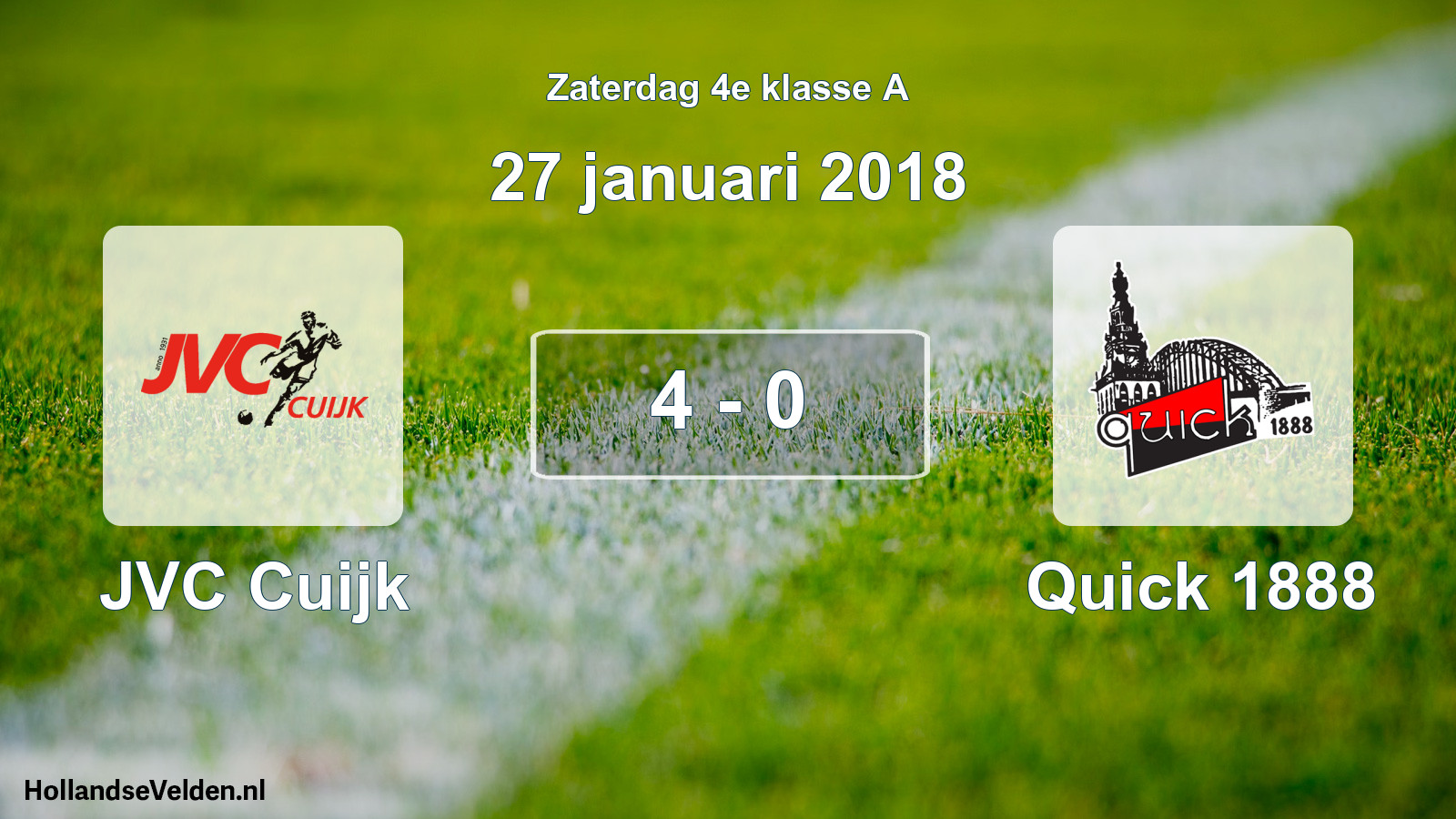 Total number of matches played: JVC Cuijk - Quick 1888 4 - 0 (27 January 2018)
