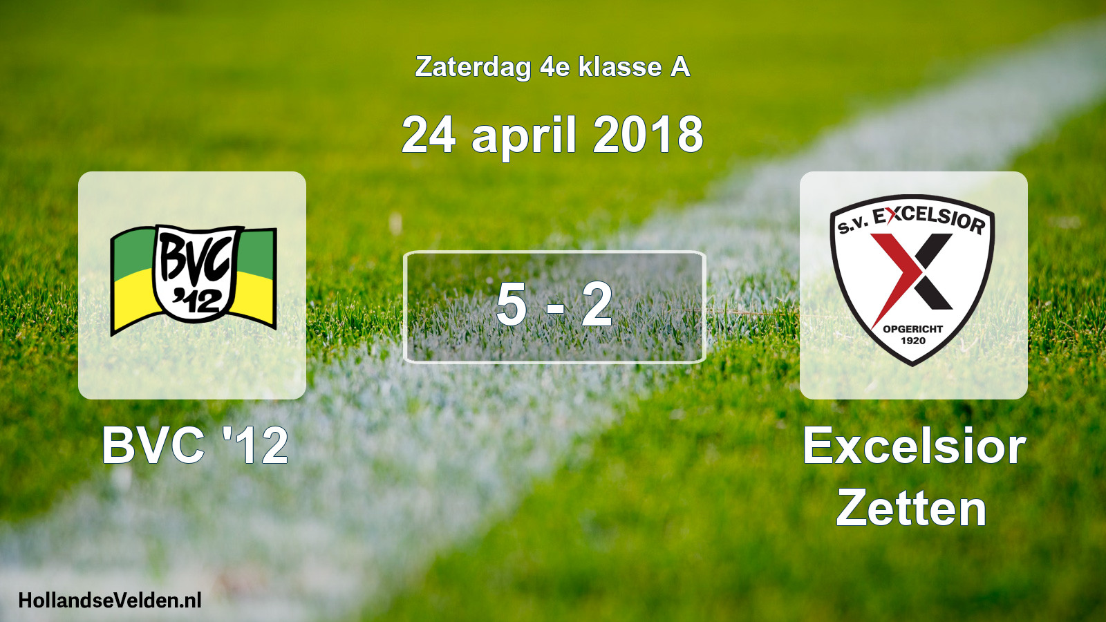 Total number of matches played: BVC '12 - Excelsior Zetten 5 - 2 (24 April 2018)
