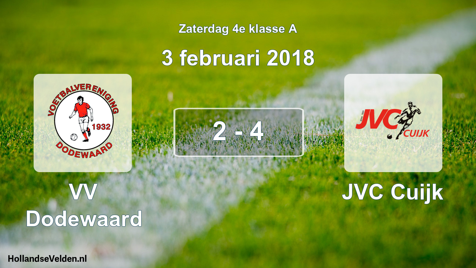 Total number of matches played: VV Dodewaard - JVC Cuijk 2 - 4 (3 February 2018)
