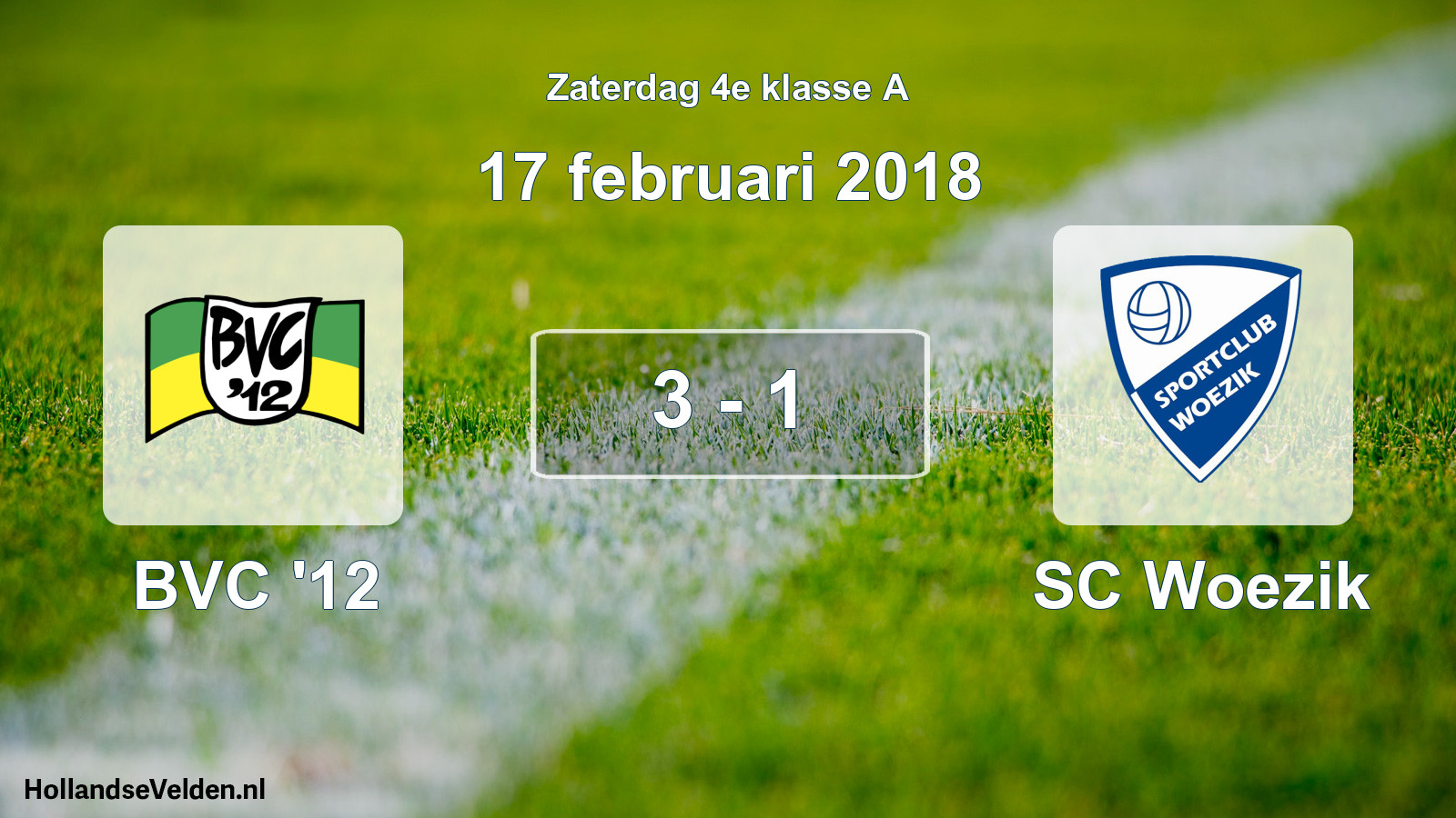 Total number of matches played: BVC '12 - SC Woezik 3 - 1 (17 February 2018)