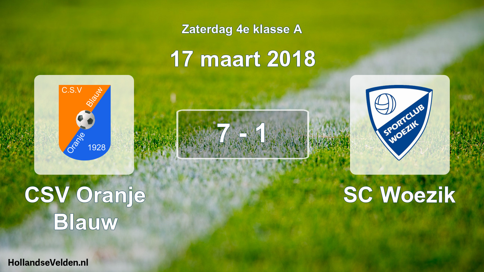 Total number of matches played: CSV Oranje Blauw - SC Woezik 7 - 1 (17 March 2018)