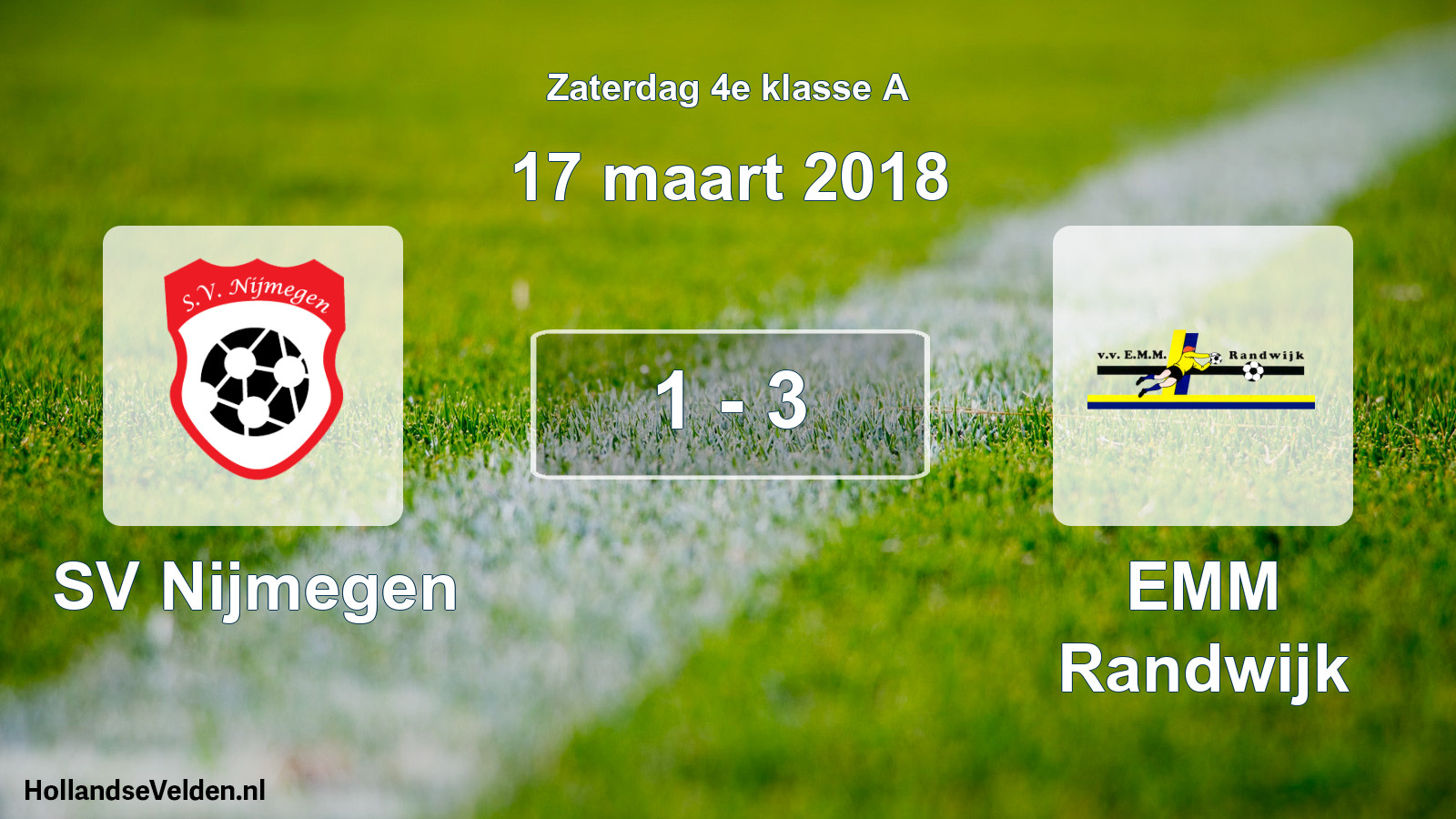 Total number of matches played: SV Nijmegen - EMM Randwijk 1 - 3 (17 March 2018)