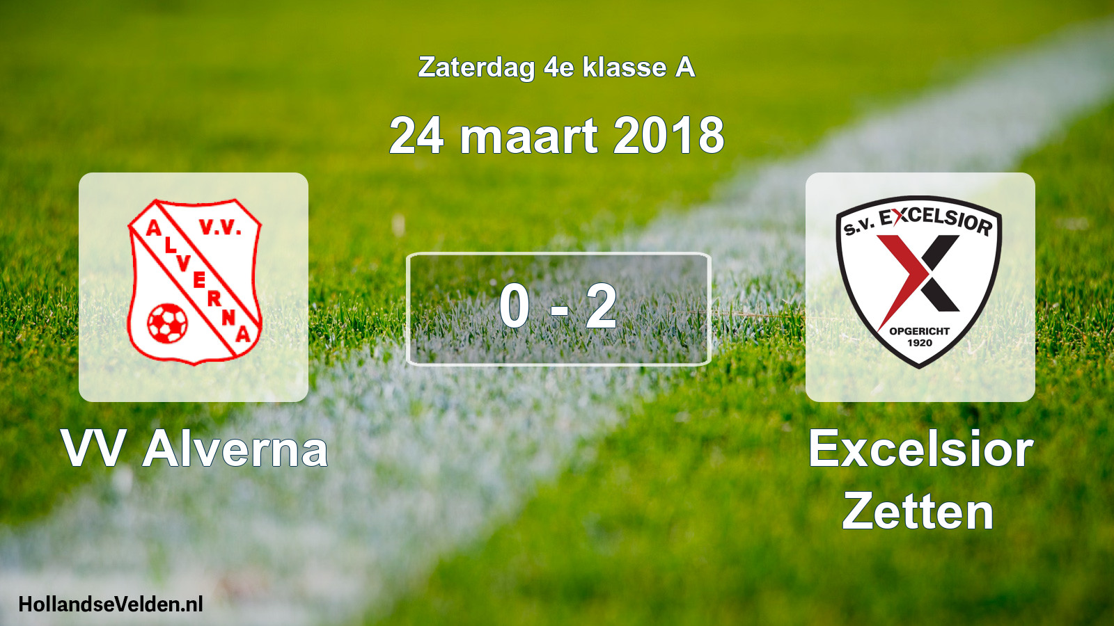 Total number of matches played: VV Alverna - Excelsior Zetten 0 - 2 (24 March 2018)