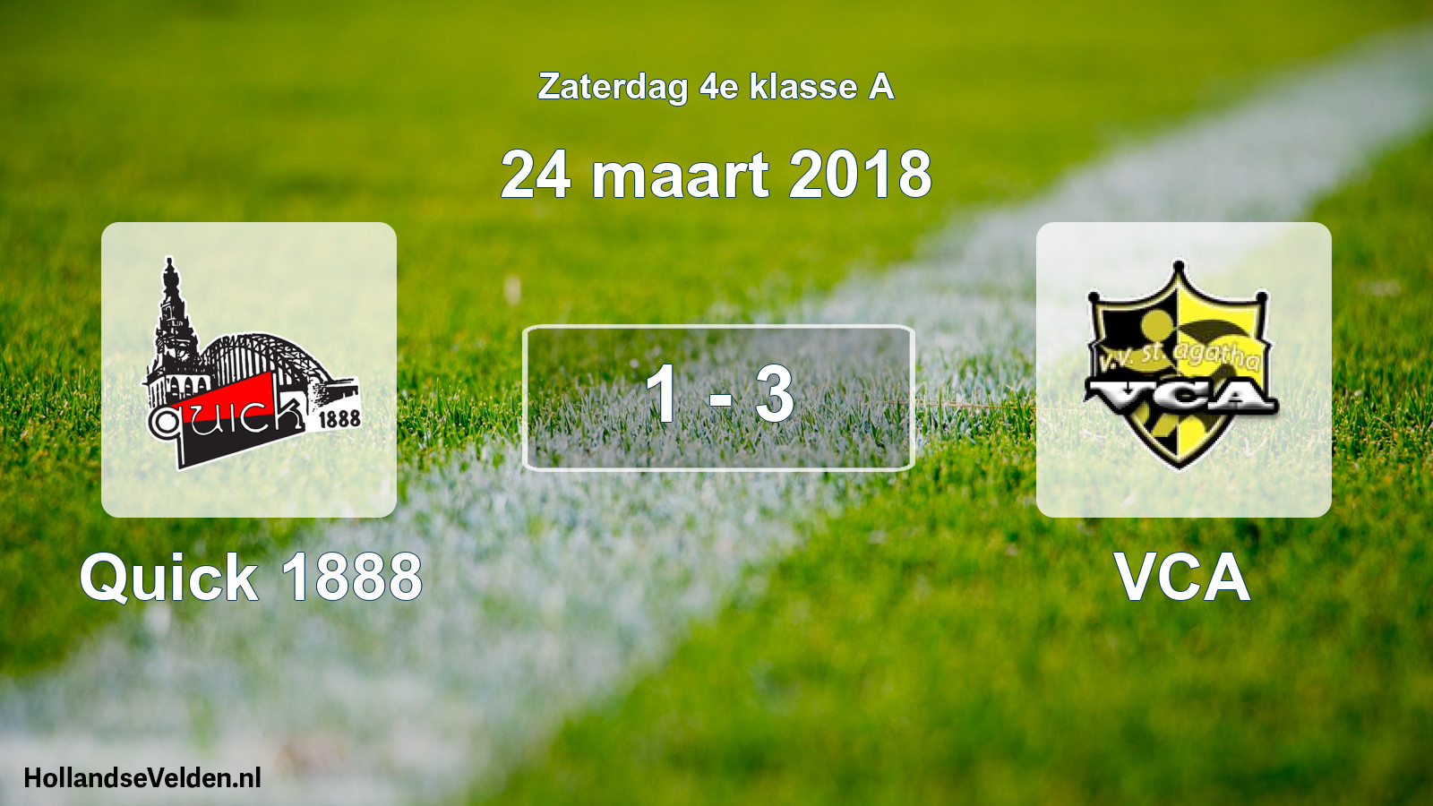 Total number of matches played: Quick 1888 - VCA 1 - 3 (24 March 2018)