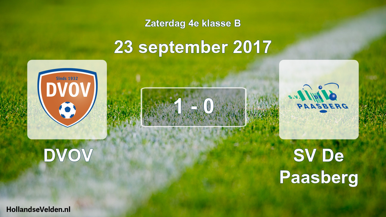 Total number of matches played: DVOV - SV De Paasberg 1 - 0 (23 September 2017)