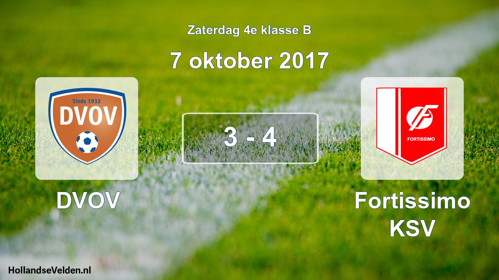 Total number of matches played: DVOV - Fortissimo KSV 3 - 4 (7 October 2017)