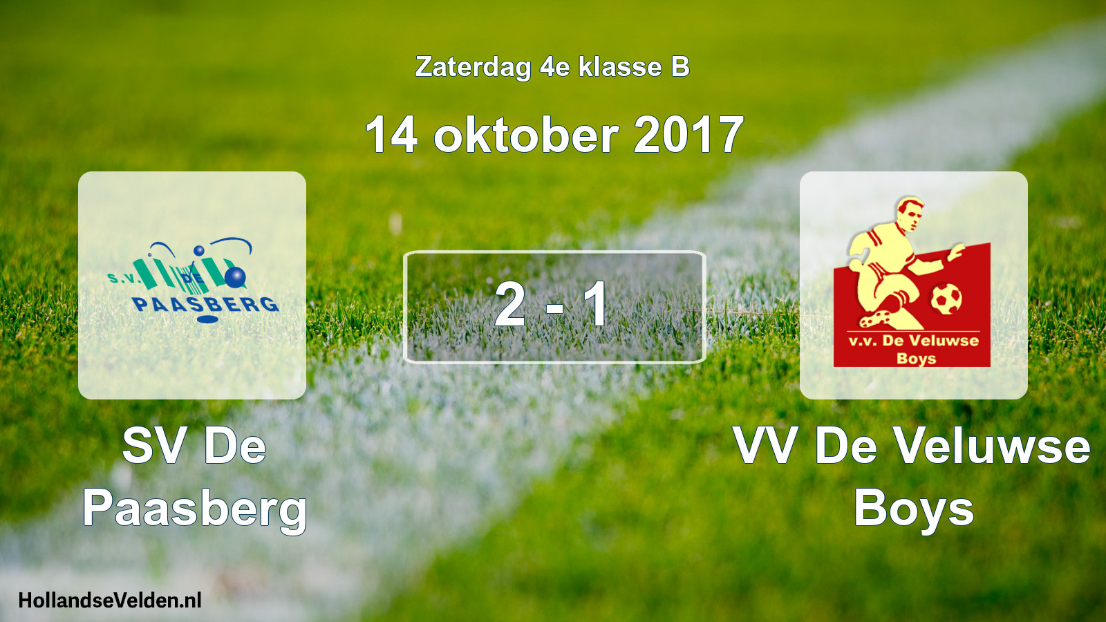 Total number of matches played: SV De Paasberg - VV De Veluwse Boys 2 - 1 (14 October 2017)