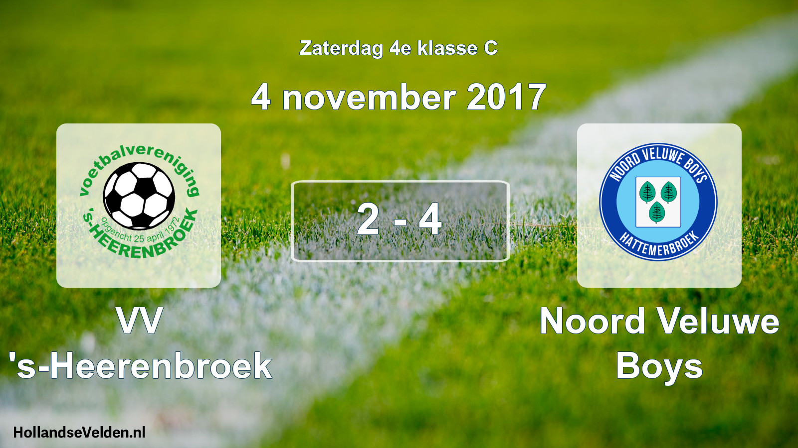 Total number of matches played: VV 's-Heerenbroek - Noord Veluwe Boys 2 - 4 (4 November 2017)