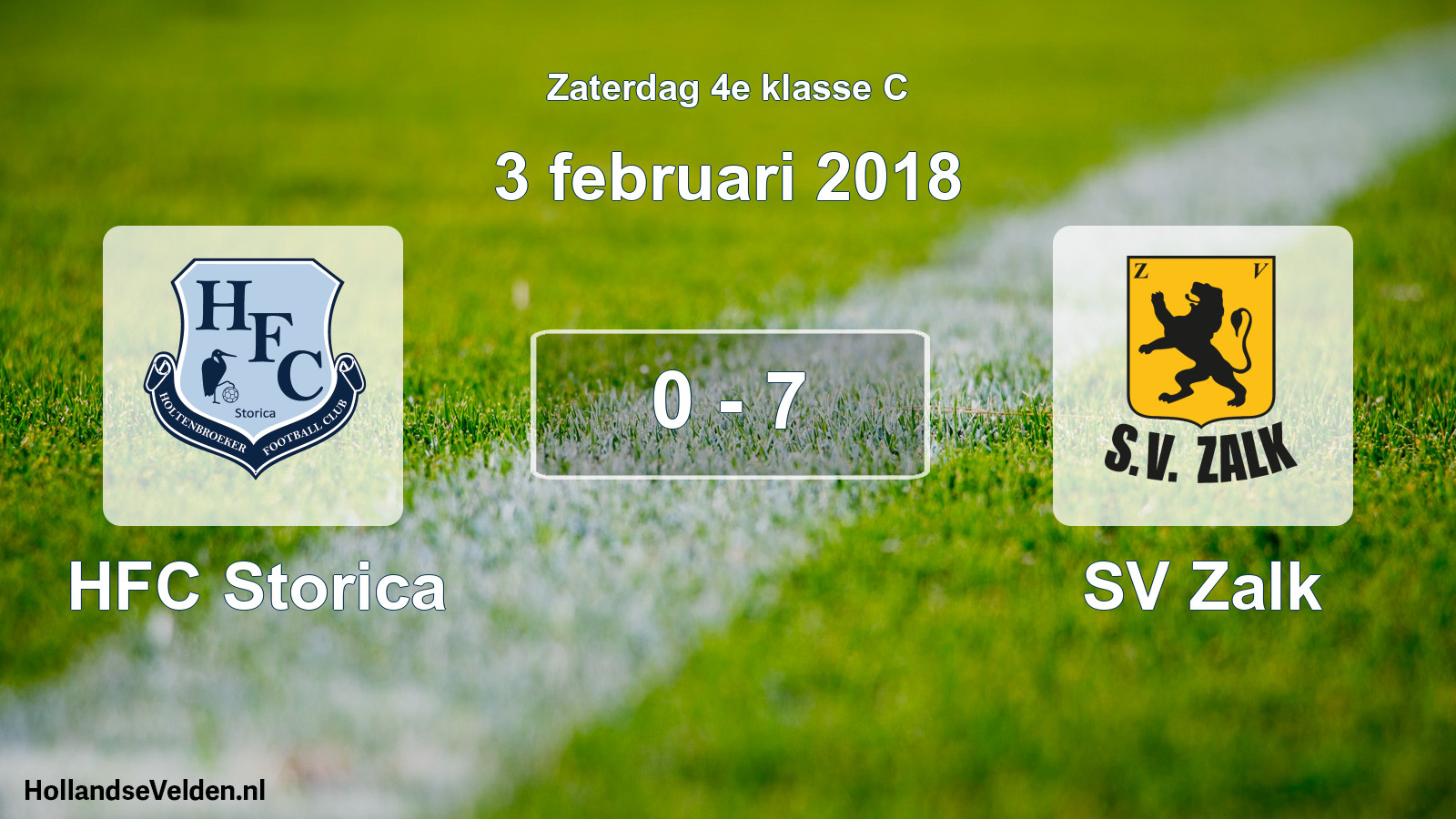 Total number of matches played: HFC Storica - SV Zalk 0 - 7 (3 February 2018)