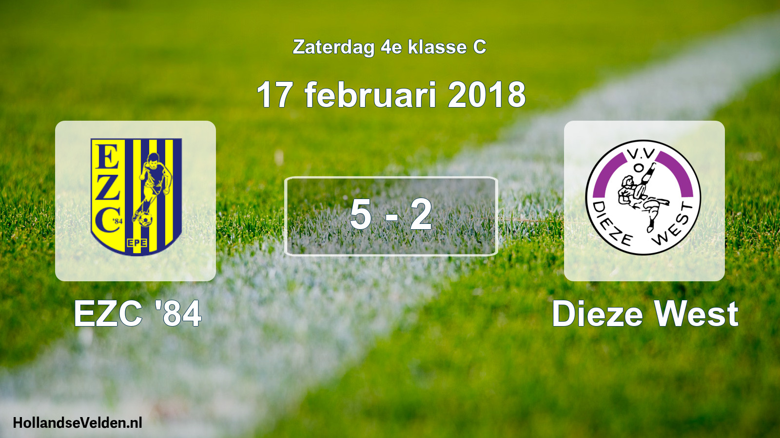 Total number of matches played: EZC '84 - Dieze West 5 - 2 (17 February 2018)