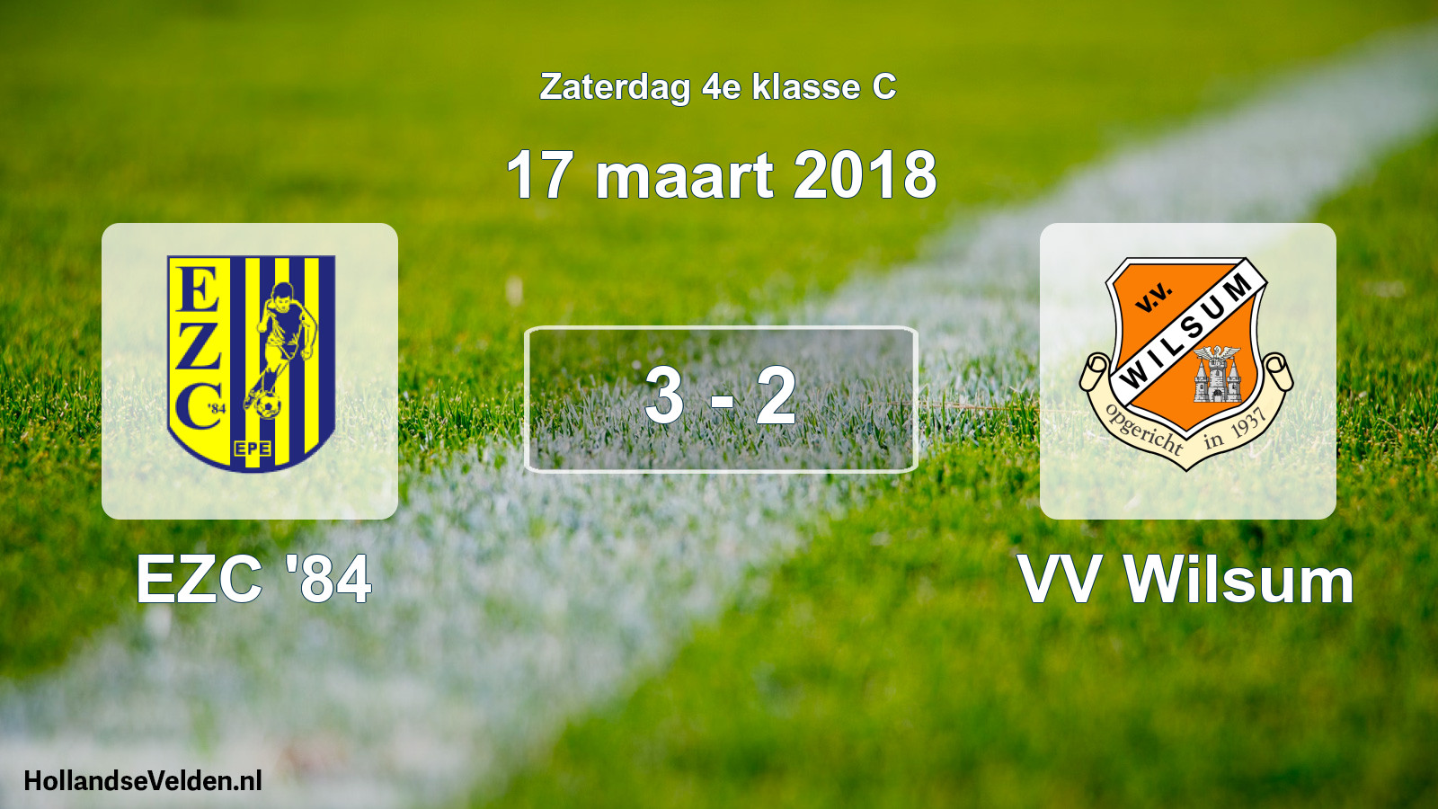 Total number of matches played: EZC '84 - VV Wilsum 3 - 2 (17 March 2018)