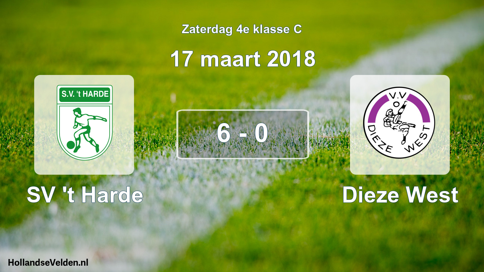 Total number of matches played: SV 't Harde - Dieze West 6 - 0 (17 March 2018)