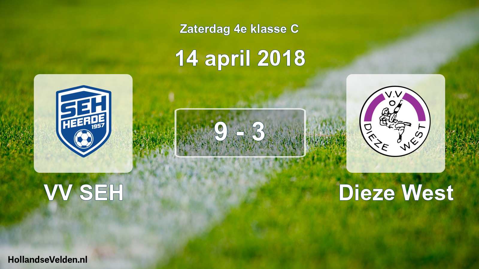 Total number of matches played: VV SEH - Dieze West 9 - 3 (14 April 2018)