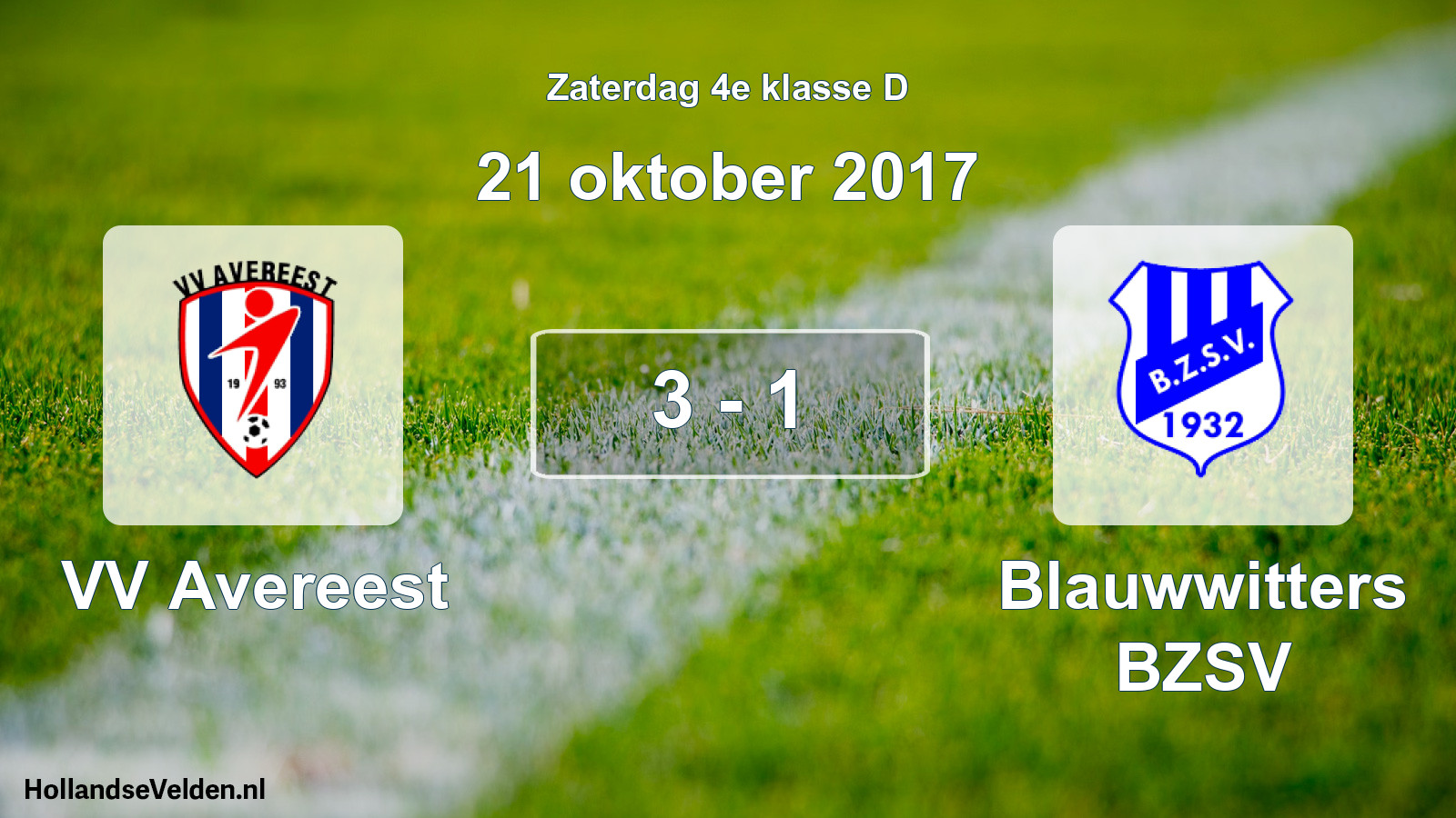 Total number of matches played: VV Avereest - Blauwwitters BZSV 3 - 1 (21 October 2017)