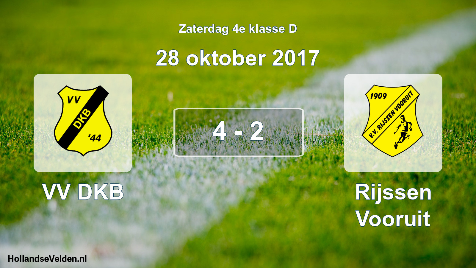 Total number of matches played: VV DKB - Rijssen Vooruit 4 - 2 (28 October 2017)