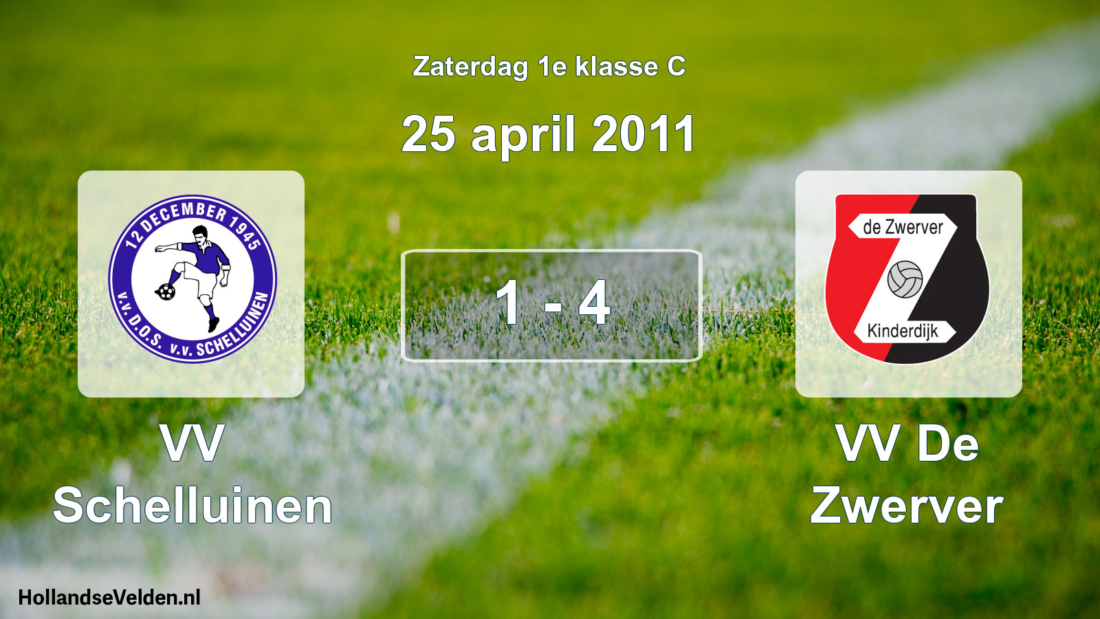 Total number of matches played: VV Schelluinen - VV De Zwerver 1 - 4 (25 April 2011)