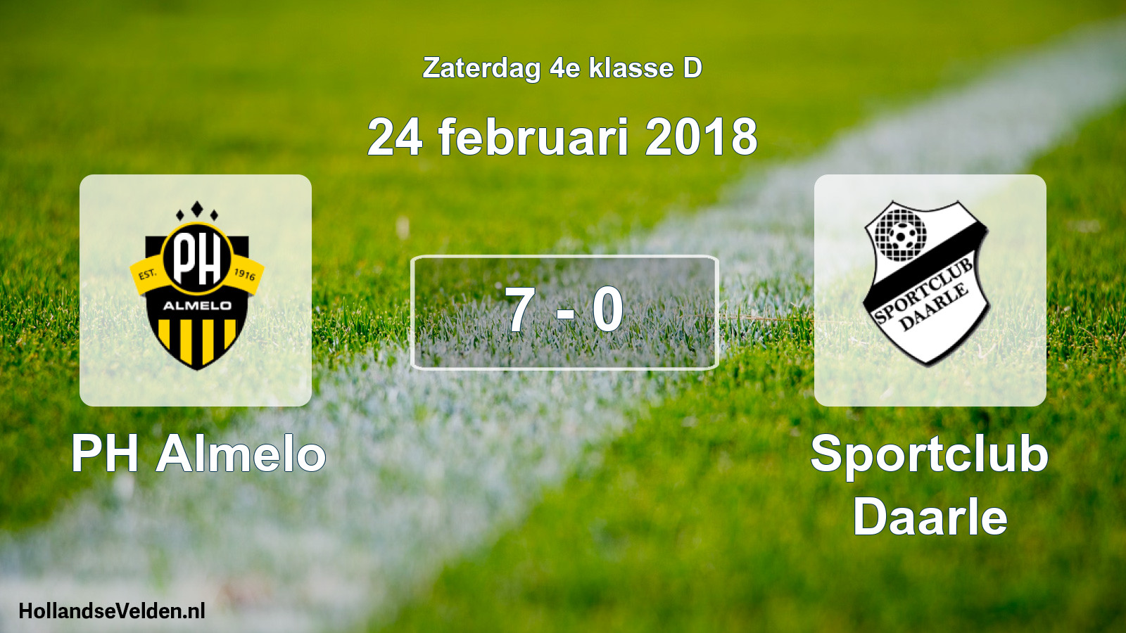 Total number of matches played: PH Almelo - Sportclub Daarle 7 - 0 (24 February 2018)