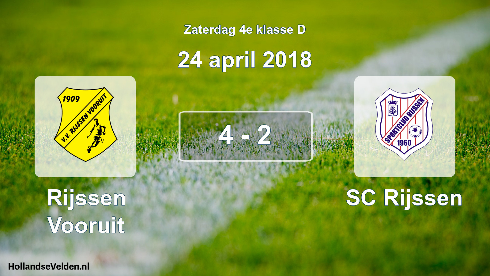 Total number of matches played: Rijssen Vooruit - SC Rijssen 4 - 2 (24 April 2018)