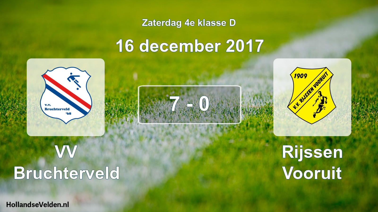 Total number of matches played: VV Bruchterveld - Rijssen Vooruit 7 - 0 (16 December 2017)
