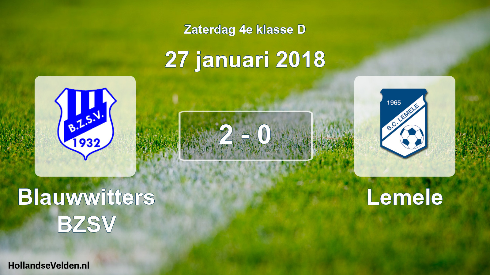 Total number of matches played: Blauwwitters BZSV - Lemele 2 - 0 (27 January 2018)