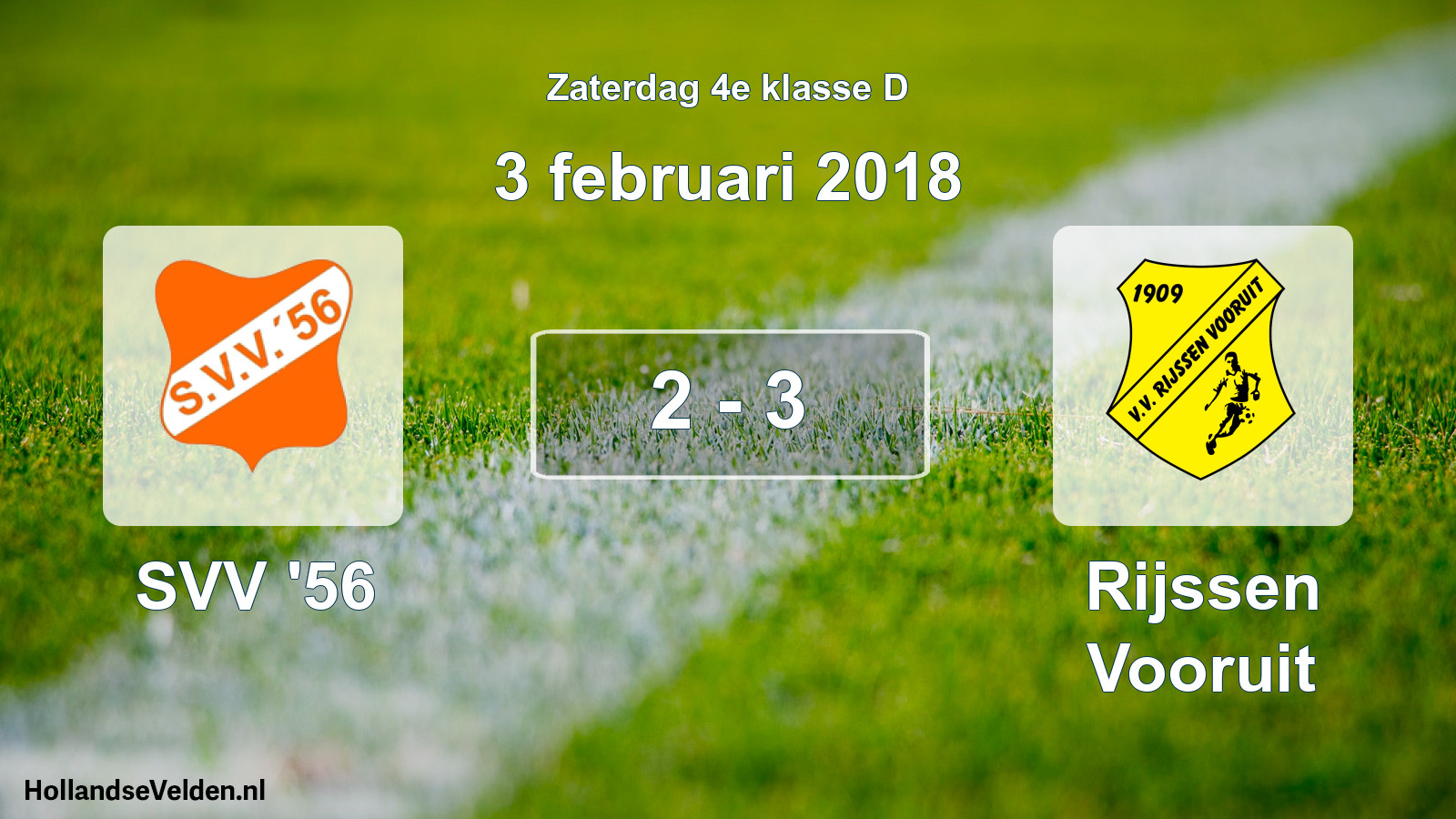 Total number of matches played: SVV '56 - Rijssen Vooruit 2 - 3 (3 February 2018)
