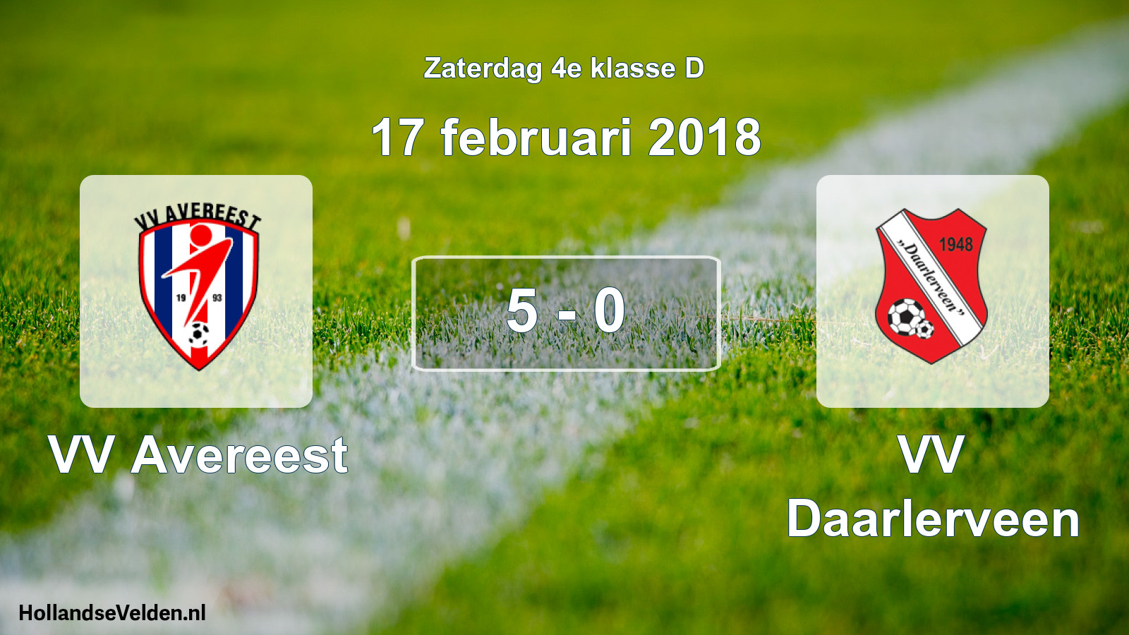 Total number of matches played: VV Avereest - VV Daarlerveen 5 - 0 (17 February 2018)