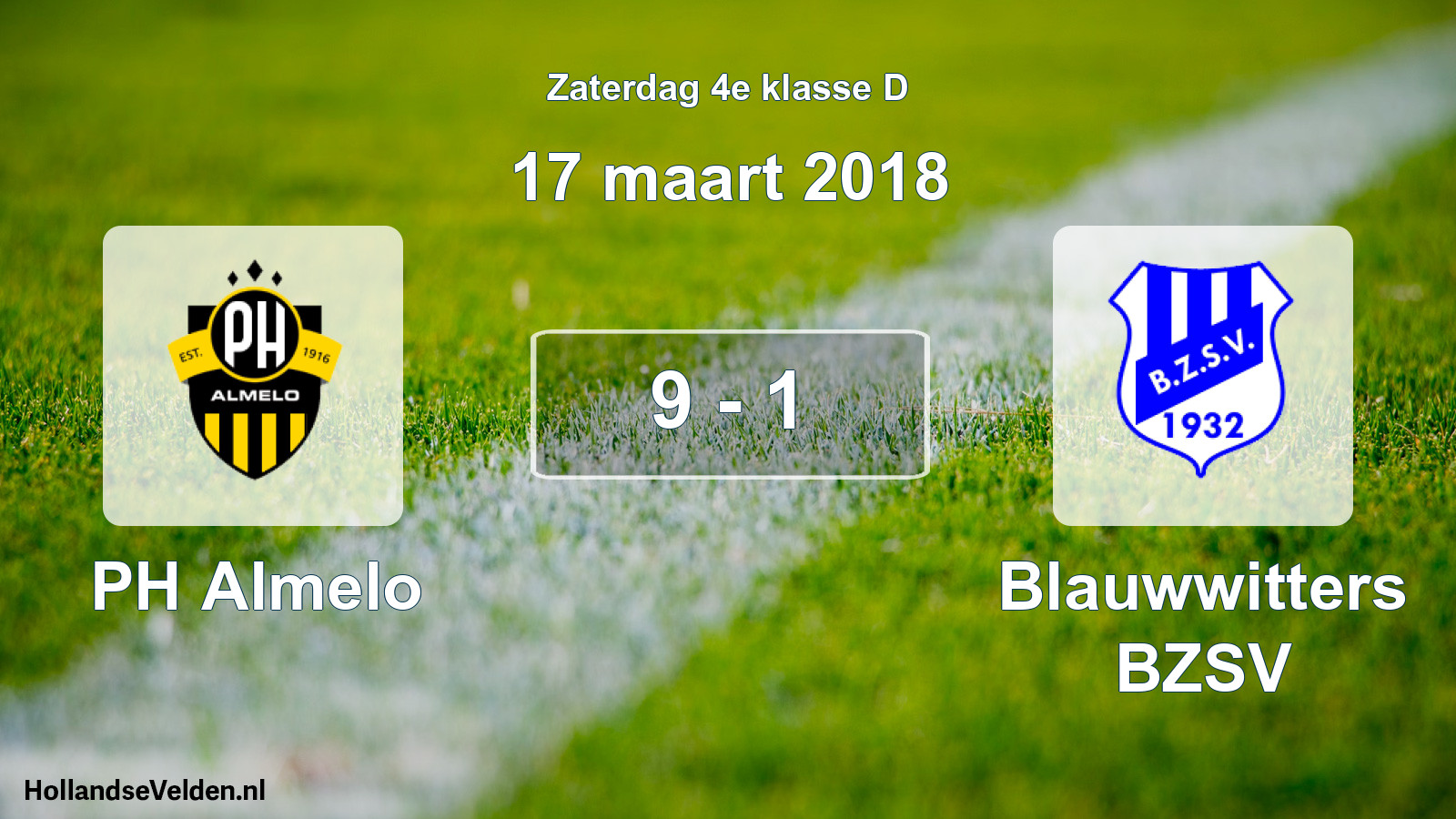 Total number of matches played: PH Almelo - Blauwwitters BZSV 9 - 1 (17 March 2018)