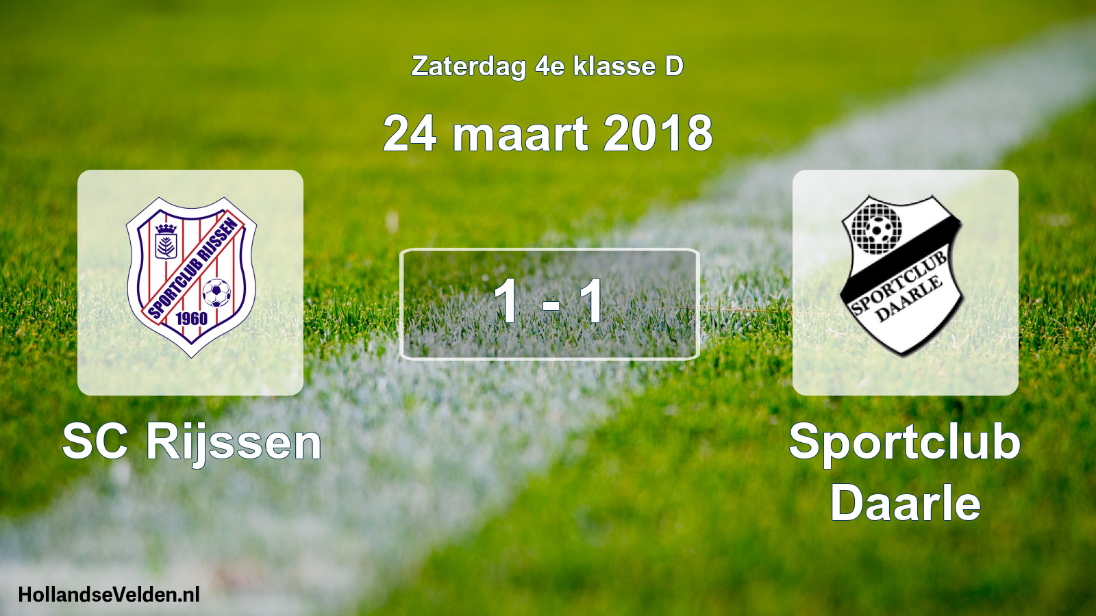 Total number of matches played: SC Rijssen - Sportclub Daarle 1 - 1 (24 March 2018)