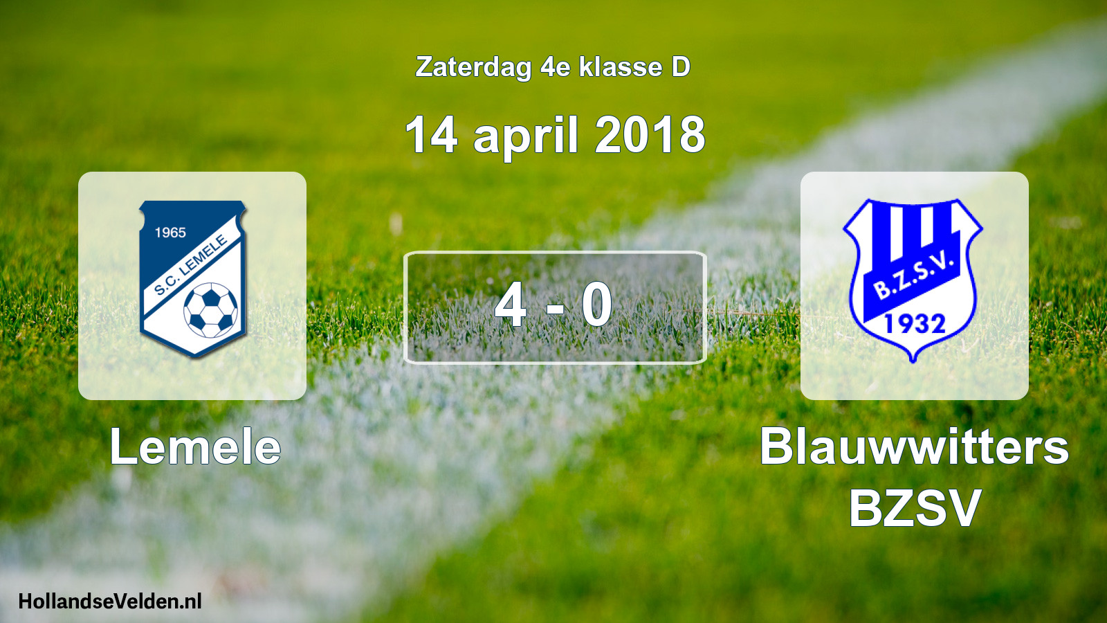 Total number of matches played: Lemele - Blauwwitters BZSV 4 - 0 (14 April 2018)