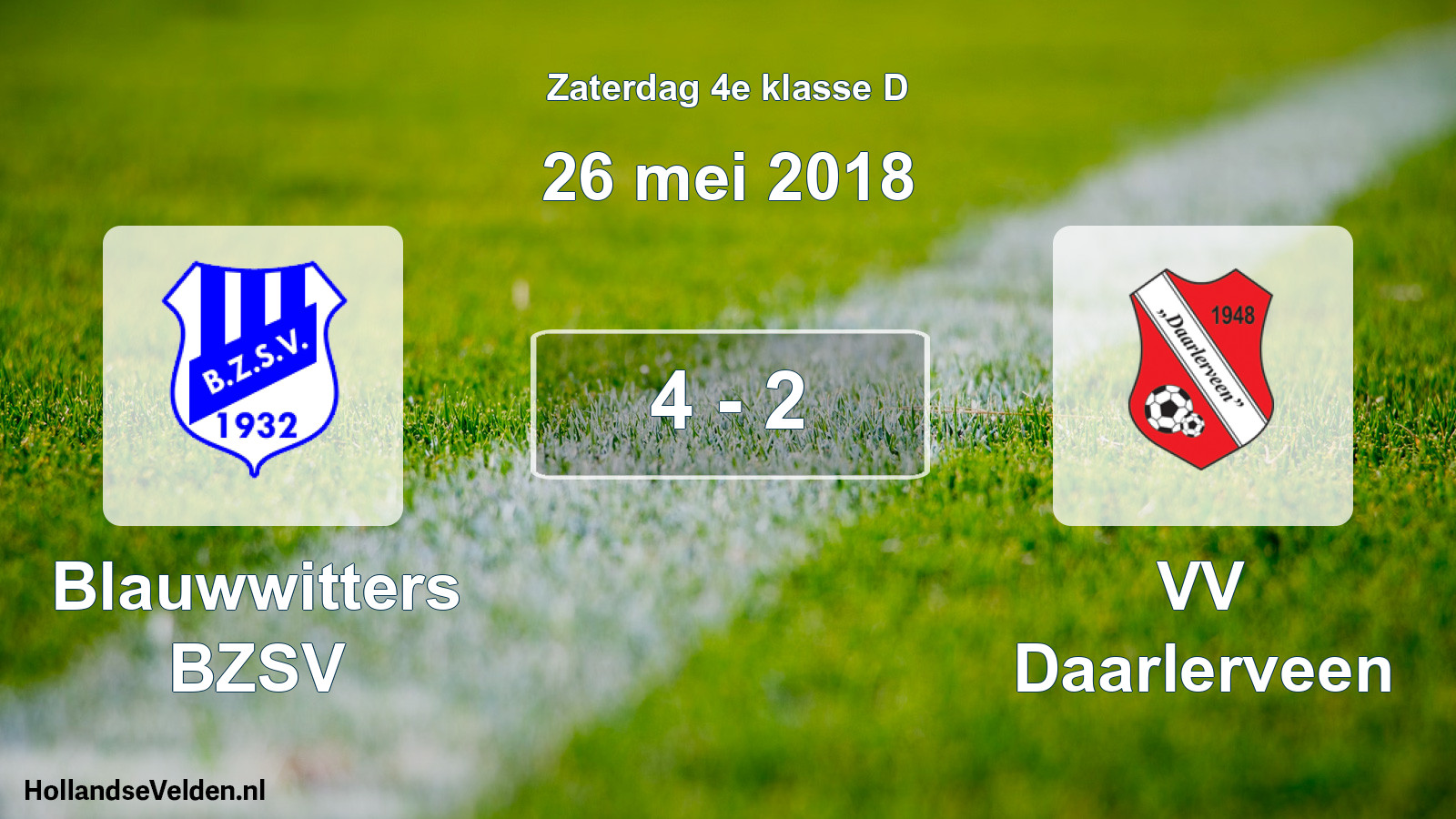 Total number of matches played: Blauwwitters BZSV - VV Daarlerveen 4 - 2 (26 May 2018)