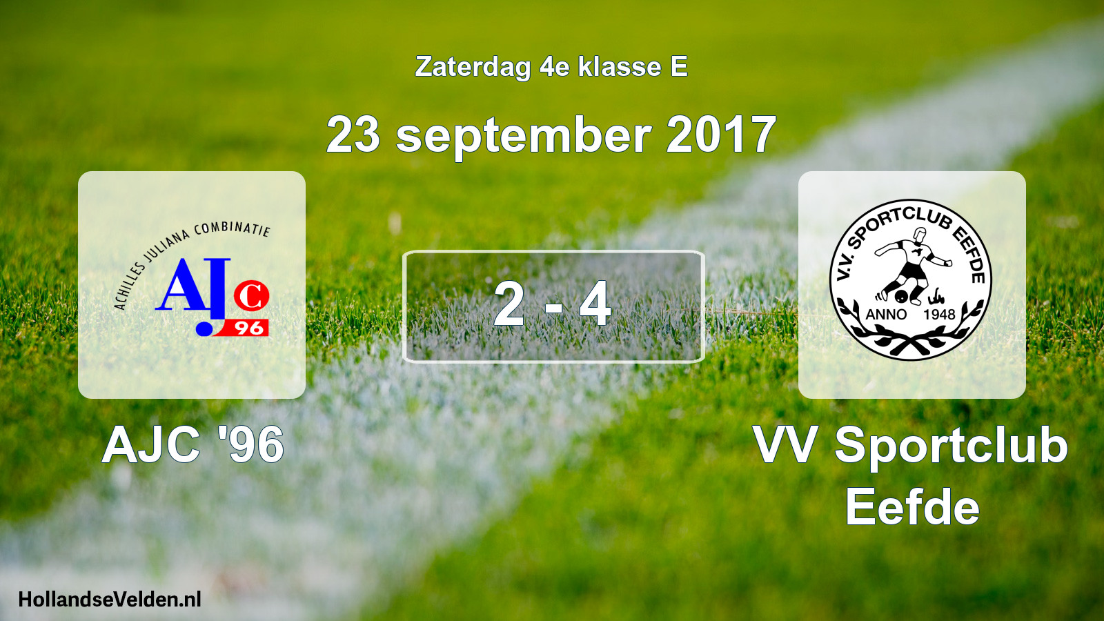 Total number of matches played: AJC '96 - VV Sportclub Eefde 2 - 4 (23 September 2017)