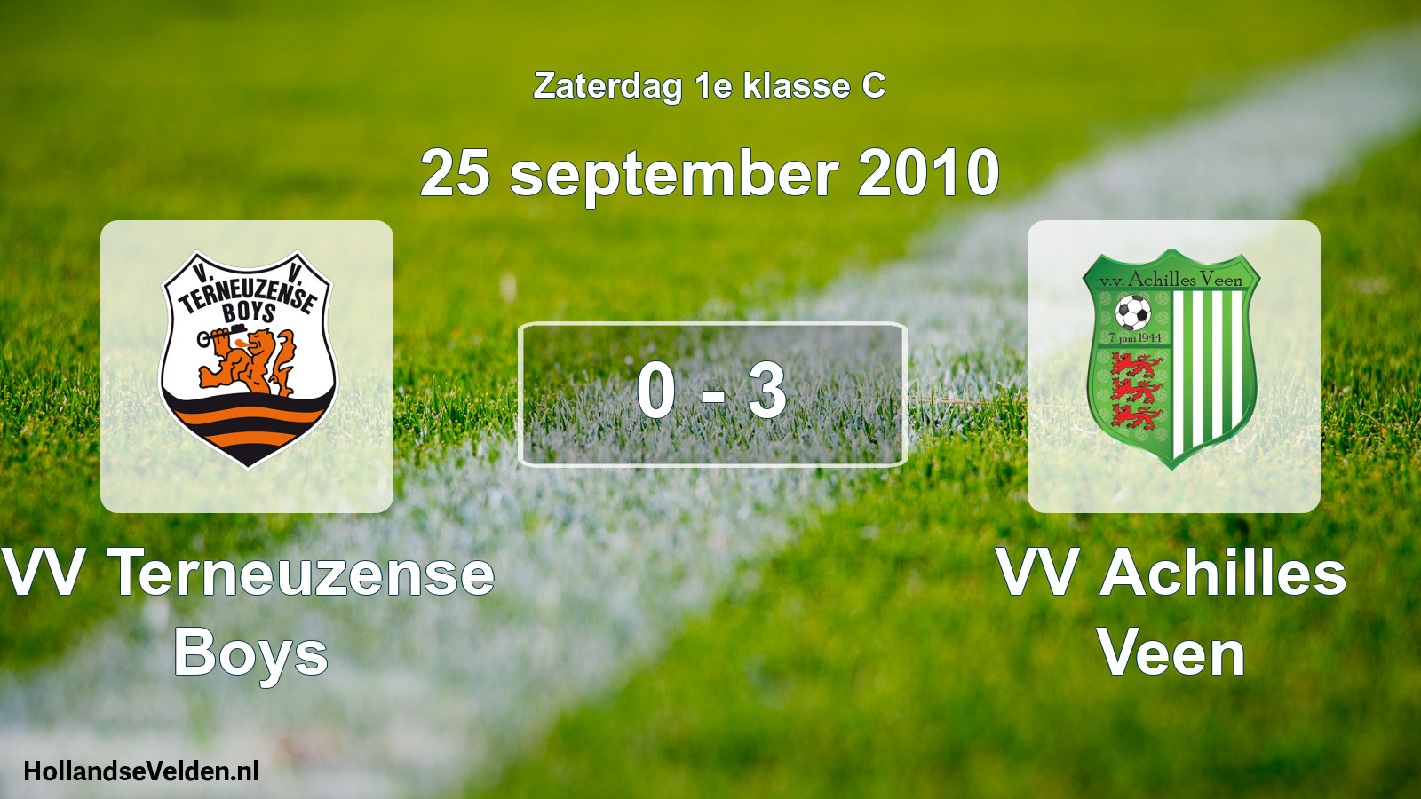 Total number of matches played: VV Terneuzense Boys - VV Achilles Veen 0 - 3 (25 September 2010)