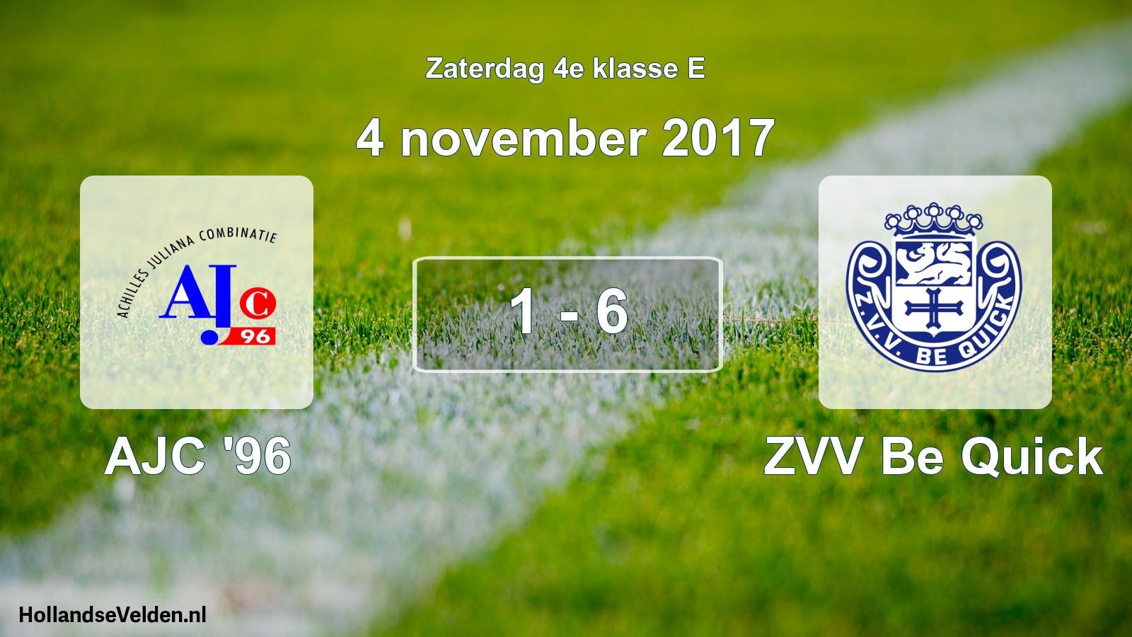 Total number of matches played: AJC '96 - ZVV Be Quick 1 - 6 (4 November 2017)