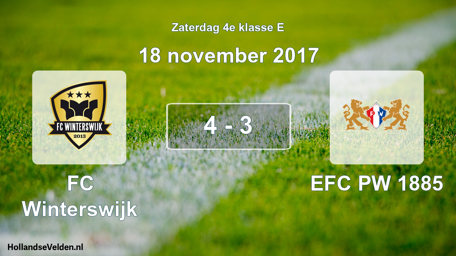 Total number of matches played: FC Winterswijk - PW 1885 4 - 3 (18 November 2017)