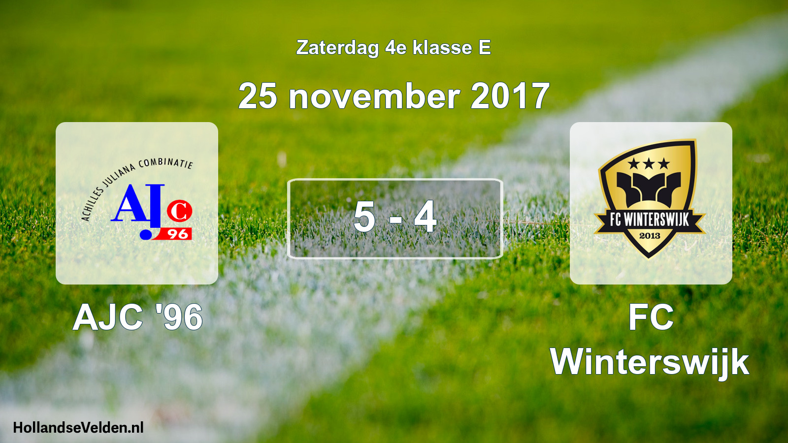 Total number of matches played: AJC '96 - FC Winterswijk 5 - 4 (25 November 2017)