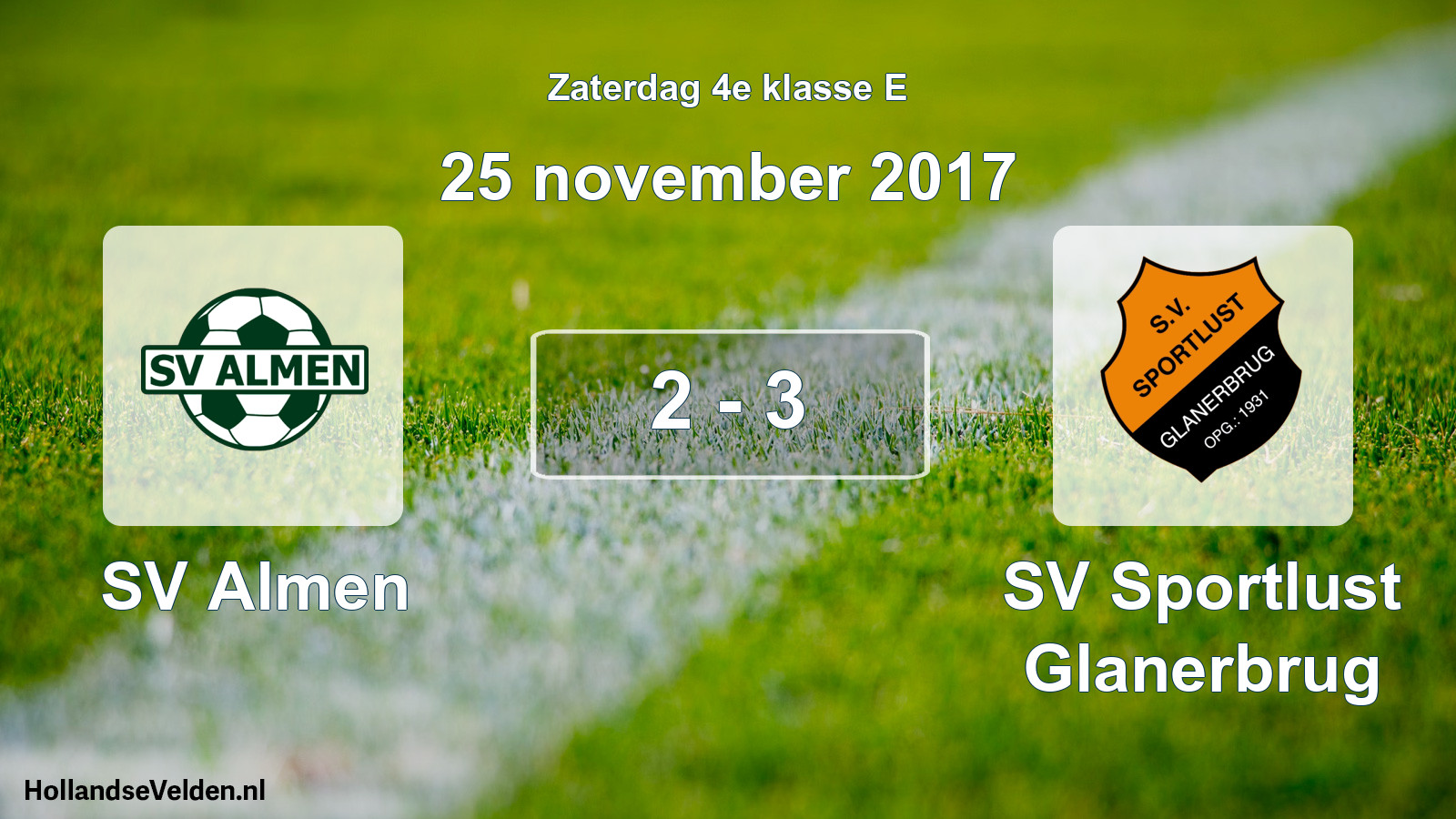Total number of matches played: SV Almen - SV Sportlust Glanerbrug 2 - 3 (25 November 2017)