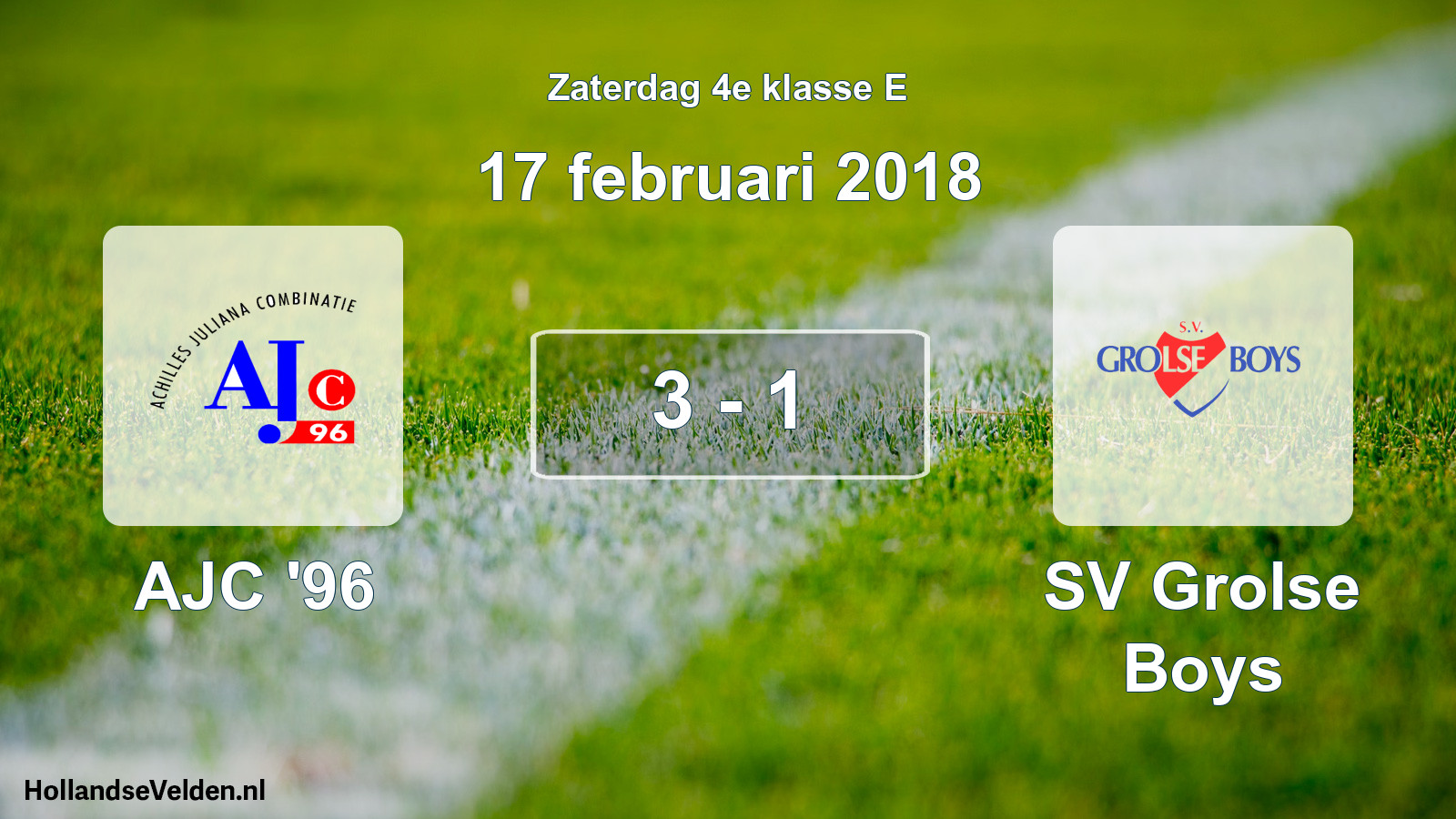 Total number of matches played: AJC '96 - SV Grolse Boys 3 - 1 (17 February 2018)