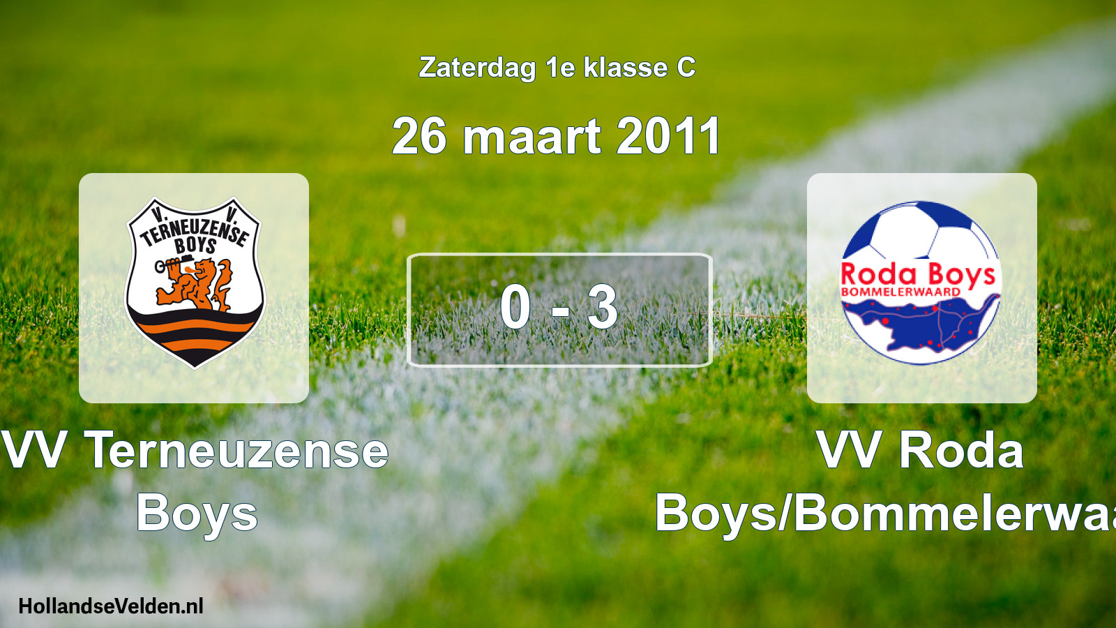 Total number of matches played: VV Terneuzense Boys - VV Roda Boys/Bommelerwaard 0 - 3 (26 March 2011)