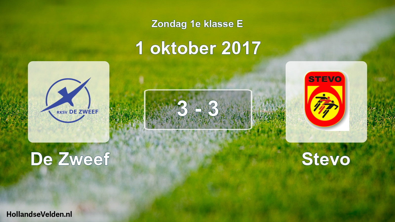 Total number of matches played: De Zweef - Stevo 3 - 3 (1 October 2017)