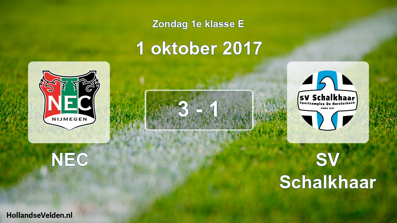 Total number of matches played: NEC - SV Schalkhaar 3 - 1 (1 October 2017)