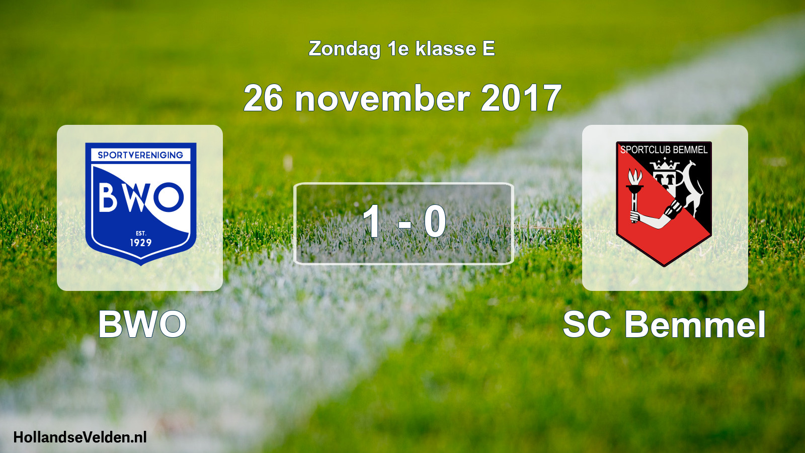 Total number of matches played: BWO - SC Bemmel 1 - 0 (26 November 2017)