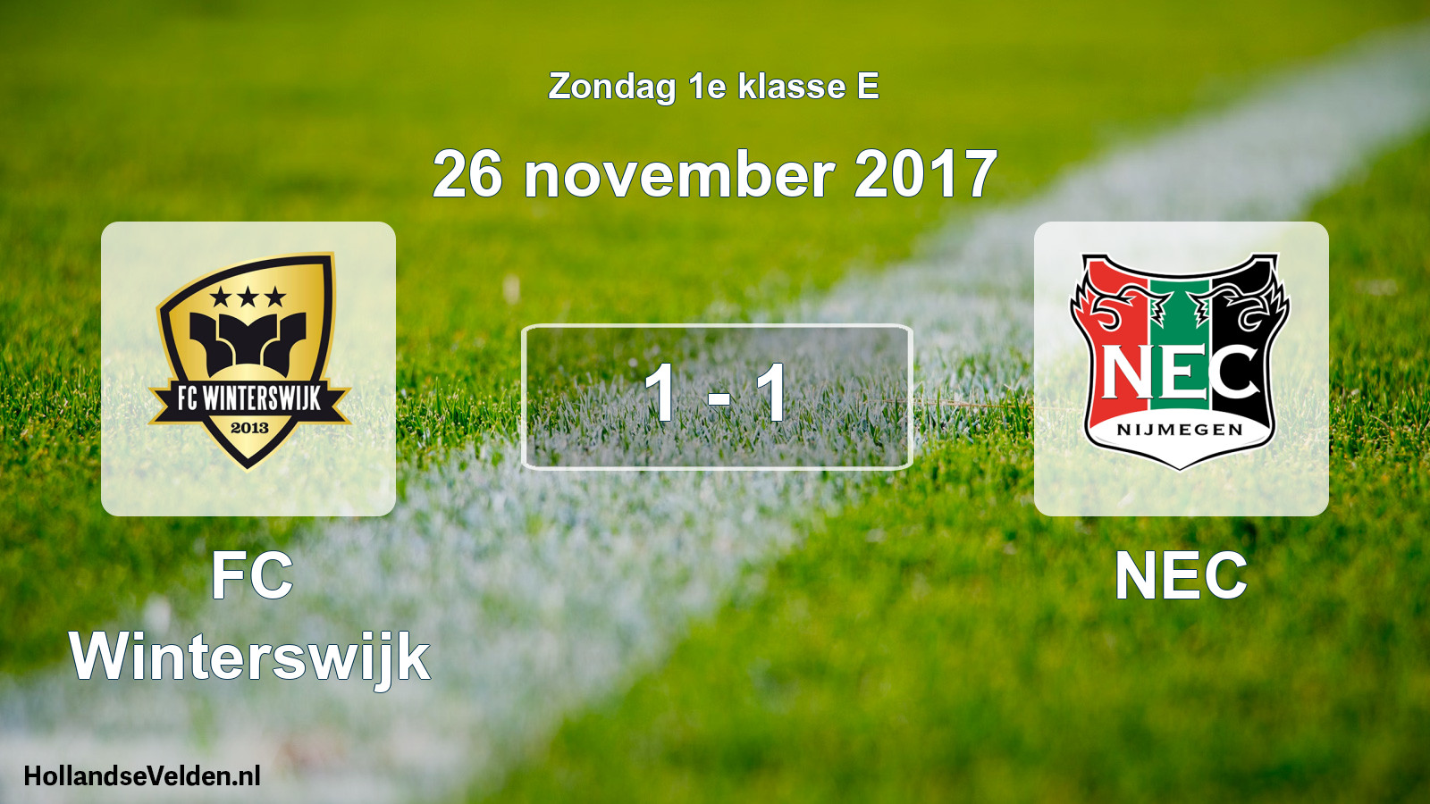 Total number of matches played: FC Winterswijk - NEC 1 - 1 (26 November 2017)