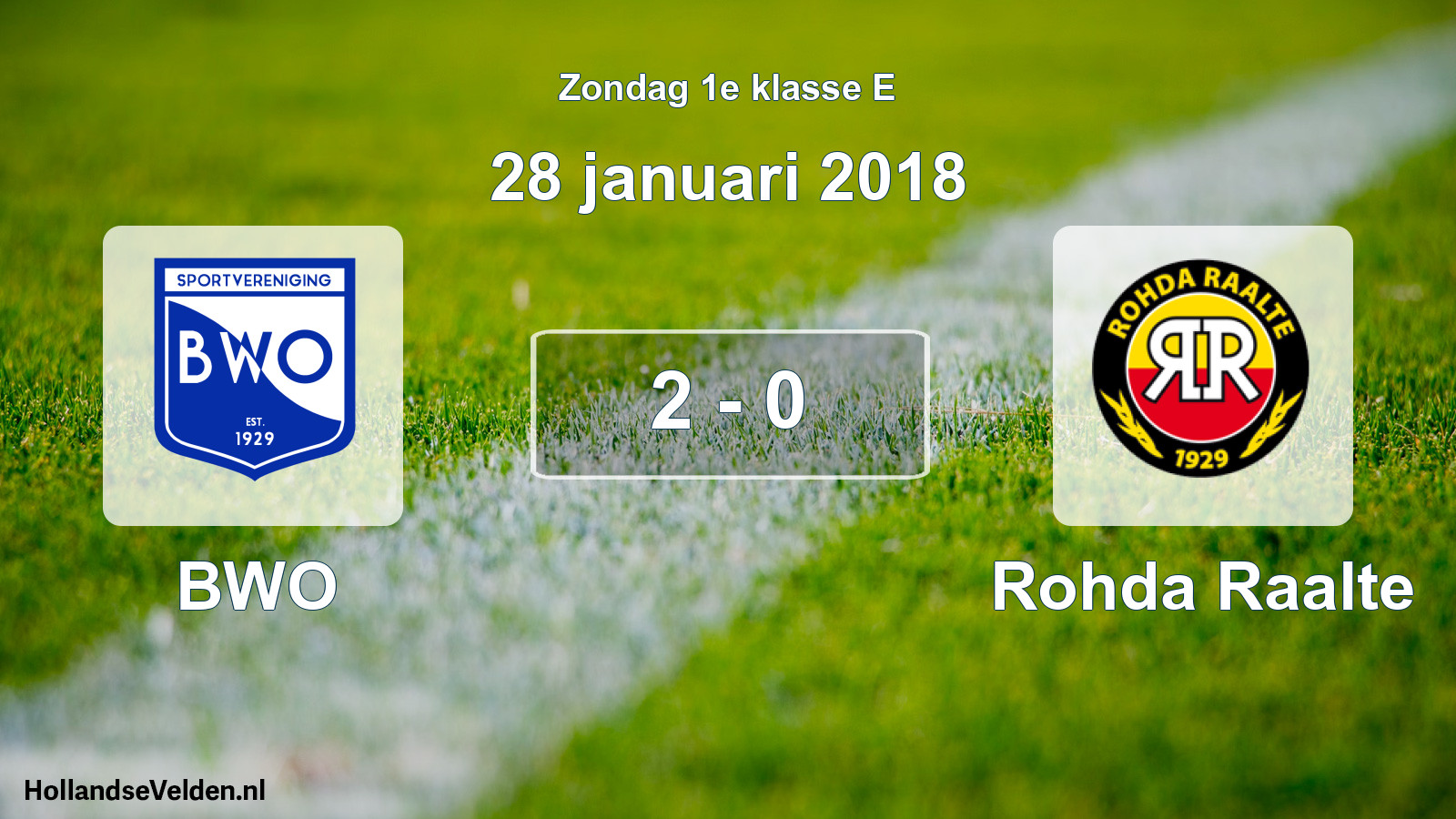 Total number of matches played: BWO - Rohda Raalte 2 - 0 (28 January 2018)
