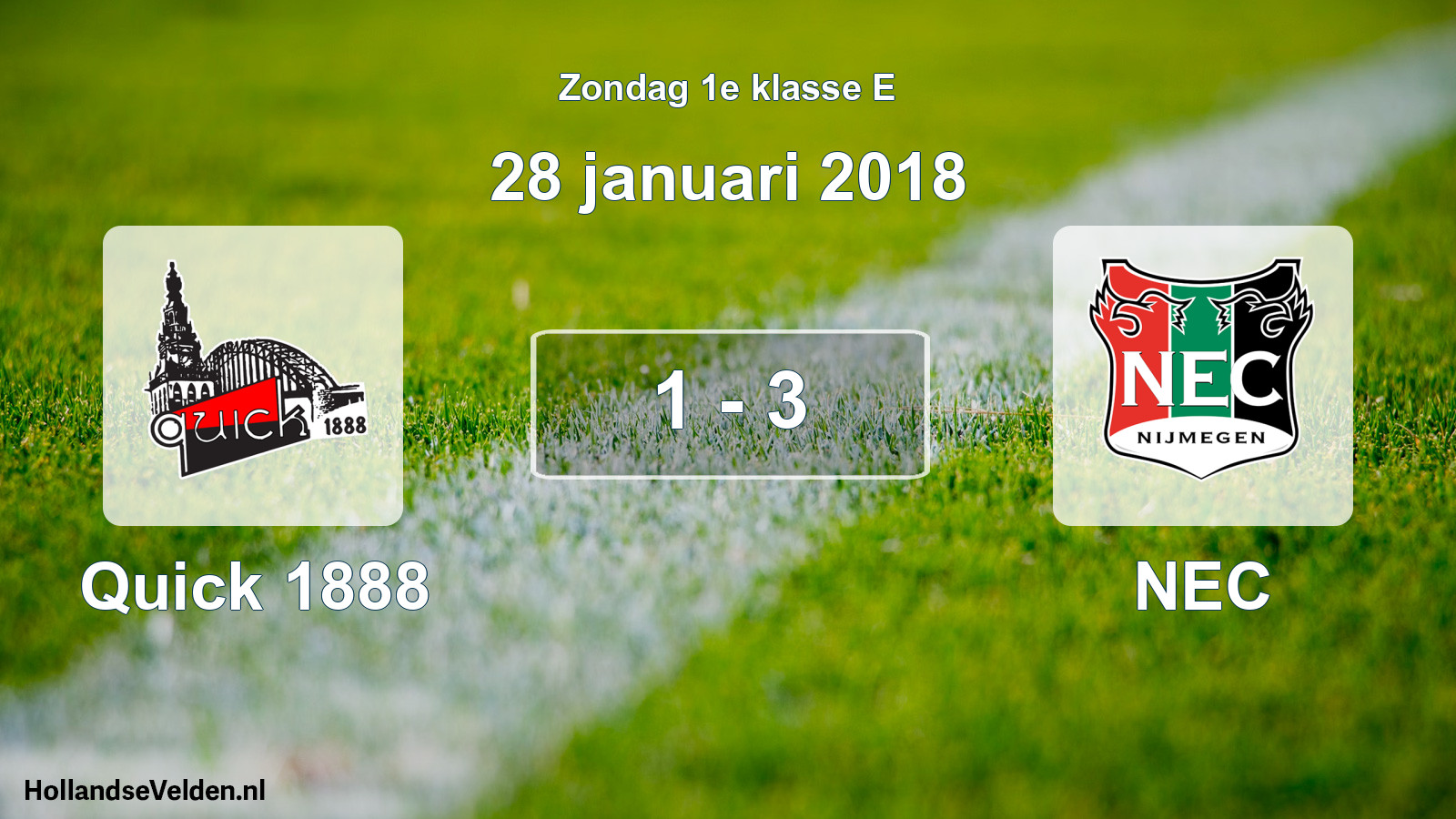 Total number of matches played: Quick 1888 - NEC 1 - 3 (28 January 2018)