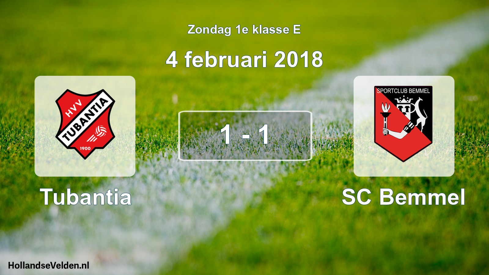 Total number of matches played: Tubantia - SC Bemmel 1 - 1 (4 February 2018)