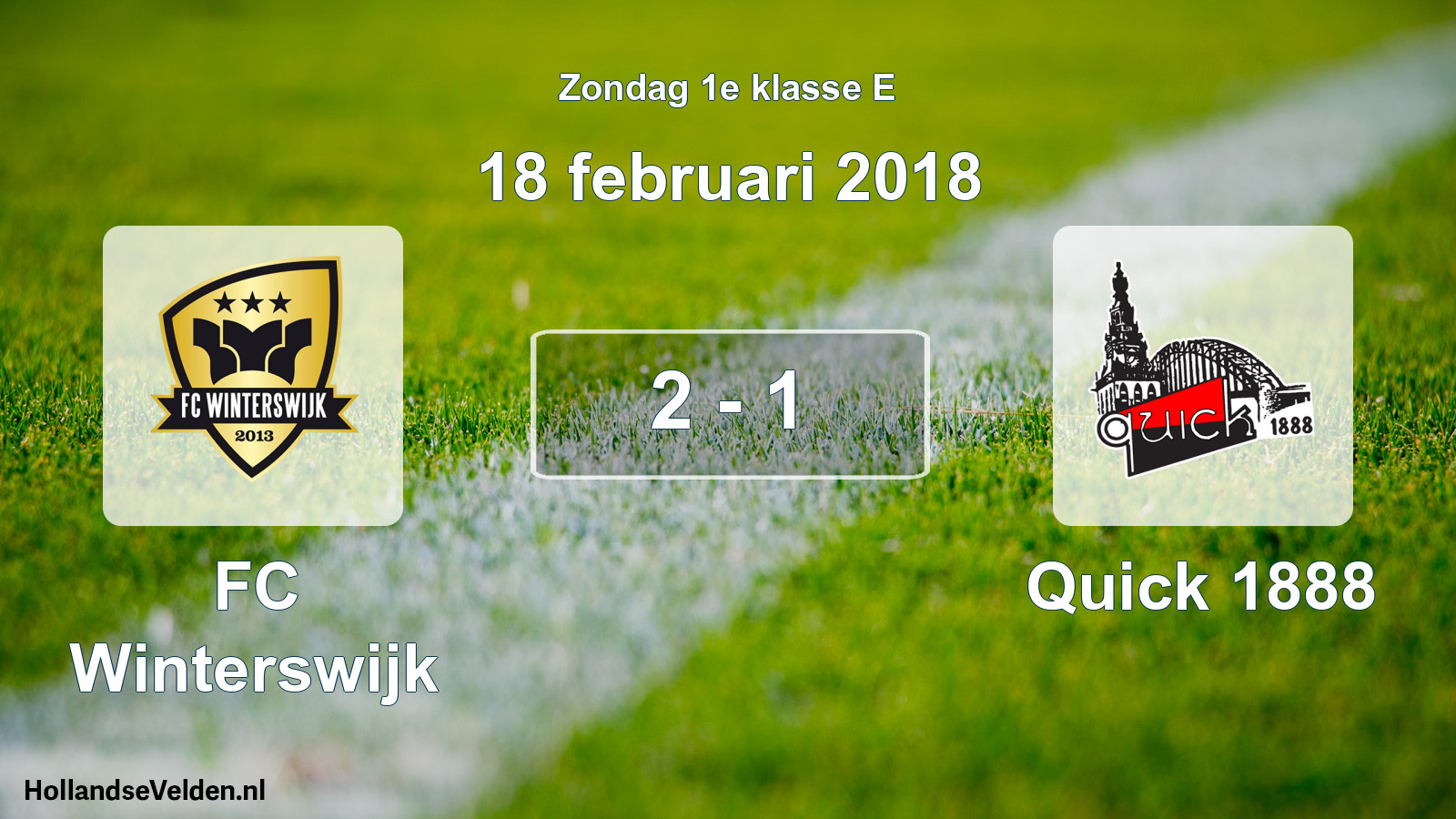 Total number of matches played: FC Winterswijk - Quick 1888 2 - 1 (18 February 2018)